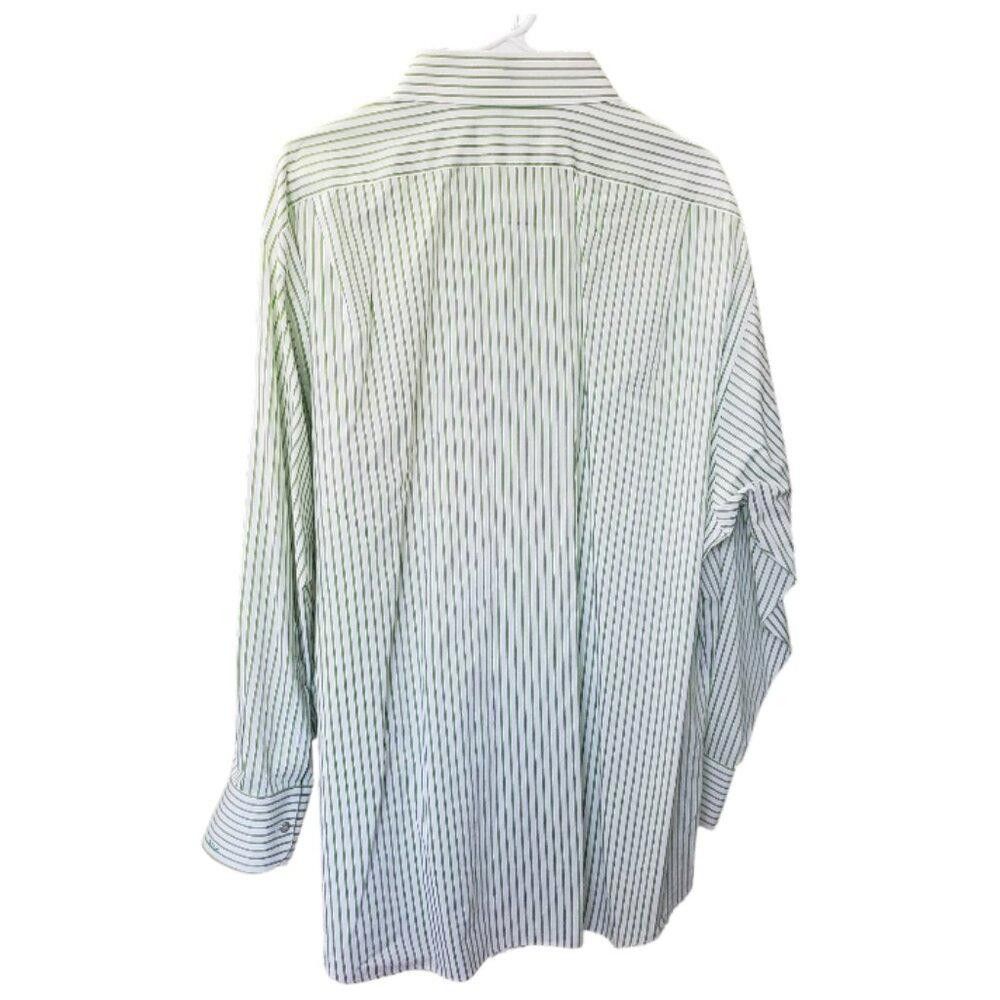 Designer CT1546 David August Green & White Striped Dress Shirt 19 Size 38R - 4 Thumbnail