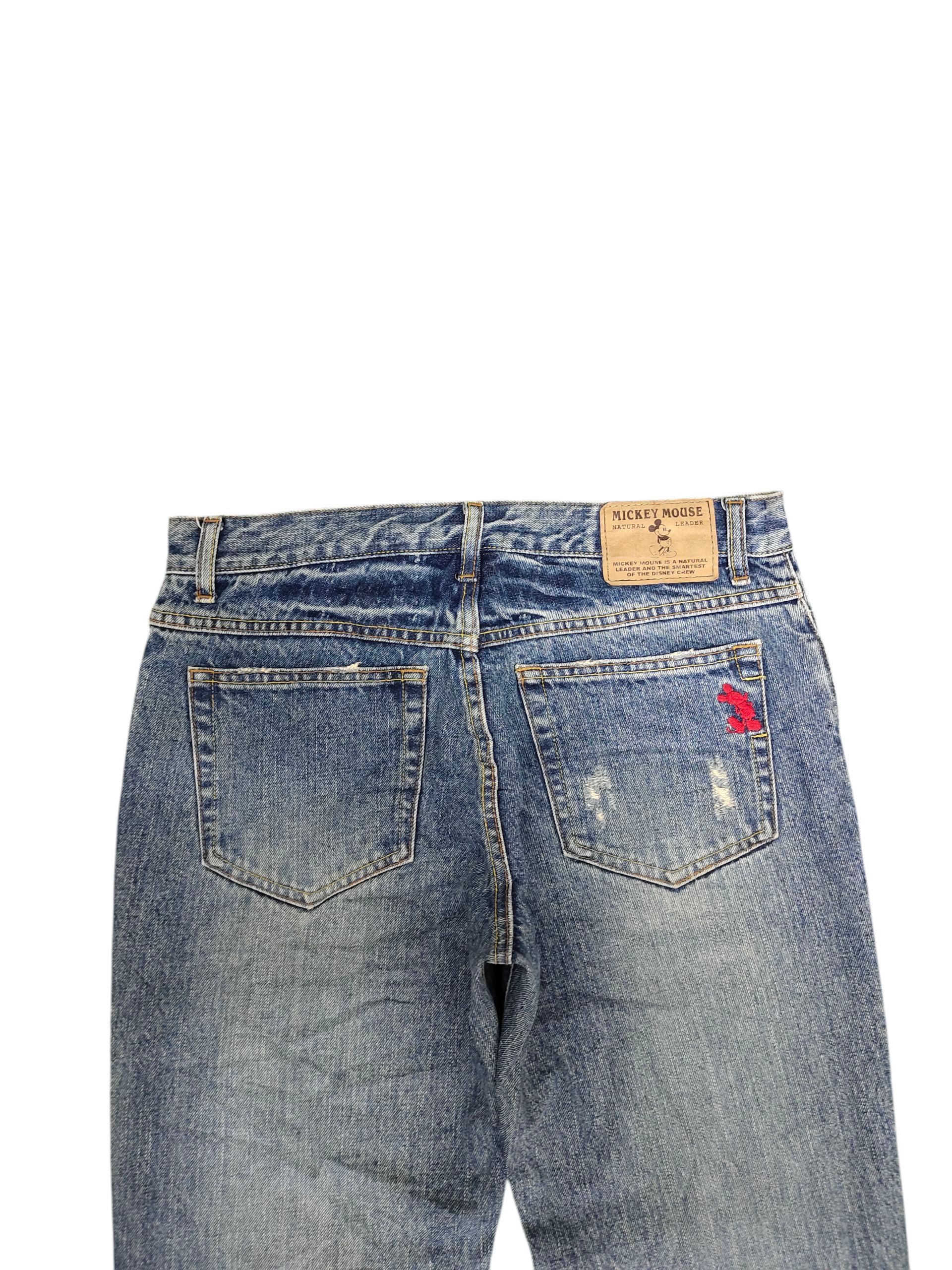 Mickey Mouse Vintage 90s Mickey Mouse Patchwork Clawmark Distress Jeans Size US 32 / EU 48 - 9 Thumbnail