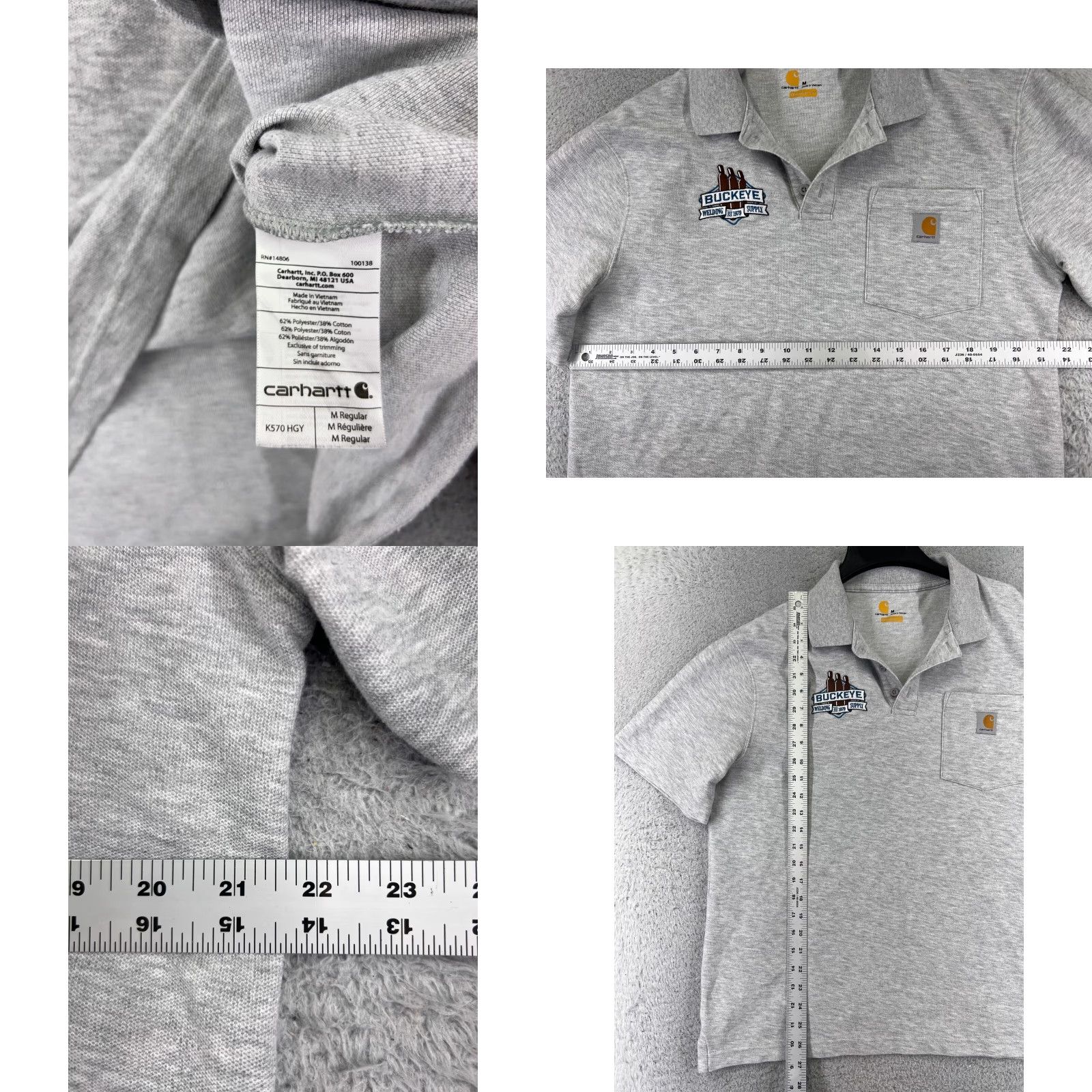 Carhartt VINTAGE Carhartt Polo Shirt Mens M Gray Short Sleeve Pocket Polyester Blend Welder Size US M / EU 48-50 / 2 - 8 Thumbnail