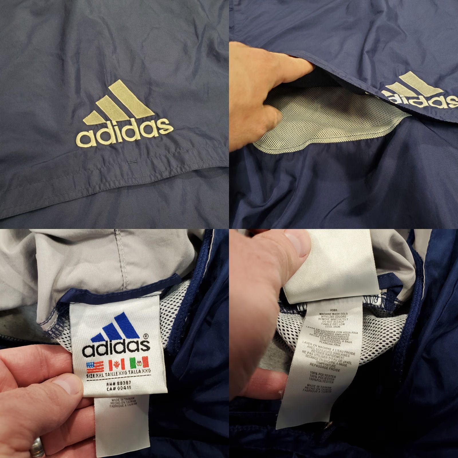 Adidas VINTAGE adidas Jacket Mens 2XL Windbreaker Blue Logo Pockets 90s Y2K Outdoor Vented Hooded Regular Jacket Mens Size US XXL / EU 58 / 5 - 9 Thumbnail
