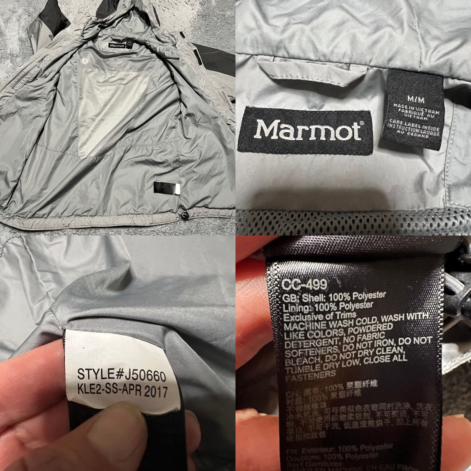 Marmot Marmot Jacket Mens Medium Gray Lightweight Hooded Windbreaker stain Size US M / EU 48-50 / 2 - 8 Thumbnail