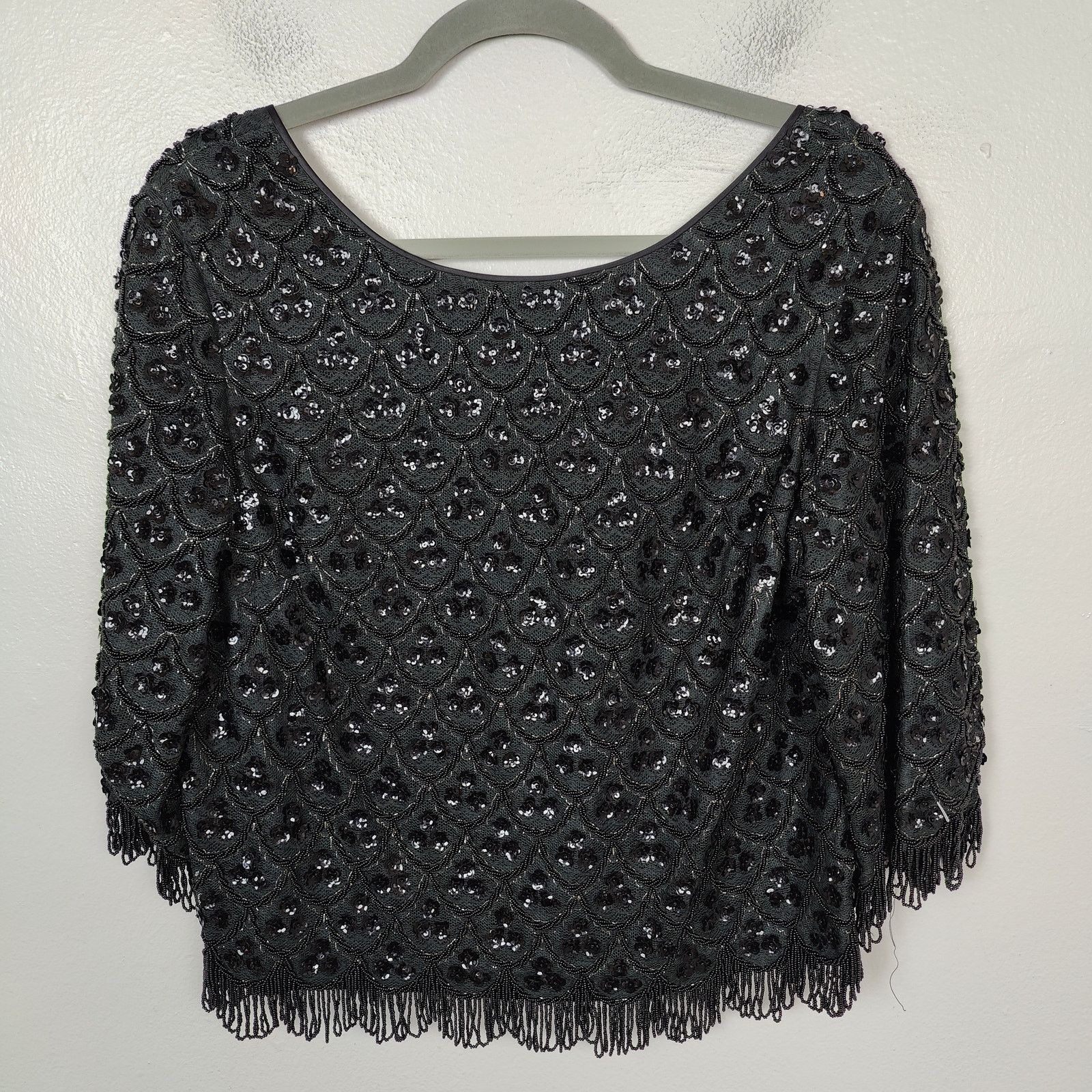 Other Vintage Beaded Top Womens Medium Black Sequin Bling Size M / US 6-8 / IT 42-44 - 1 Thumbnail