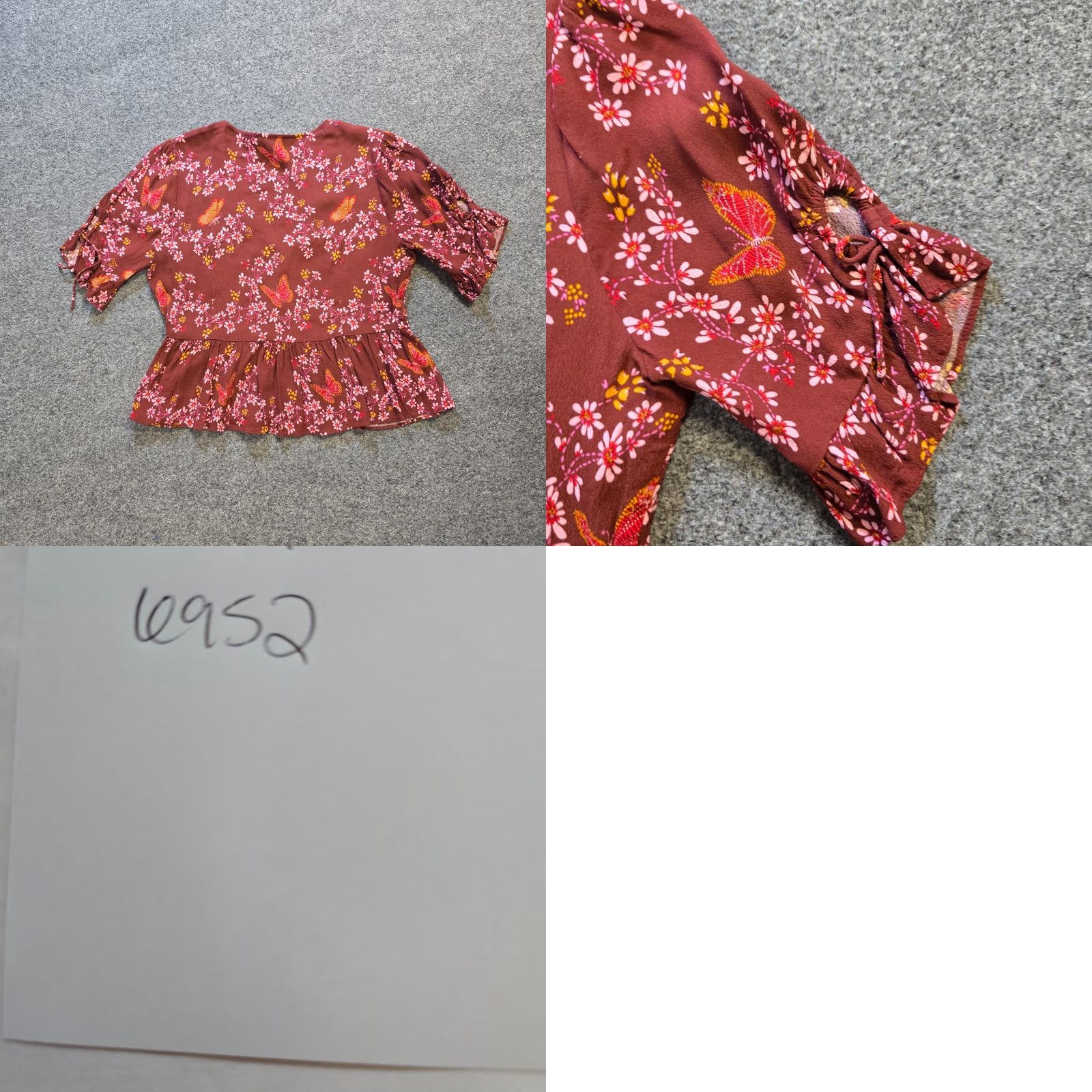 Madewell Madewell Top Womens Size 4 Brown Butterfly Peplum Cropped V Neck Boho Casual Shirt Ladies Regular Short Sleeve Capes? Size S / US 4 / IT 40 - 8 Thumbnail