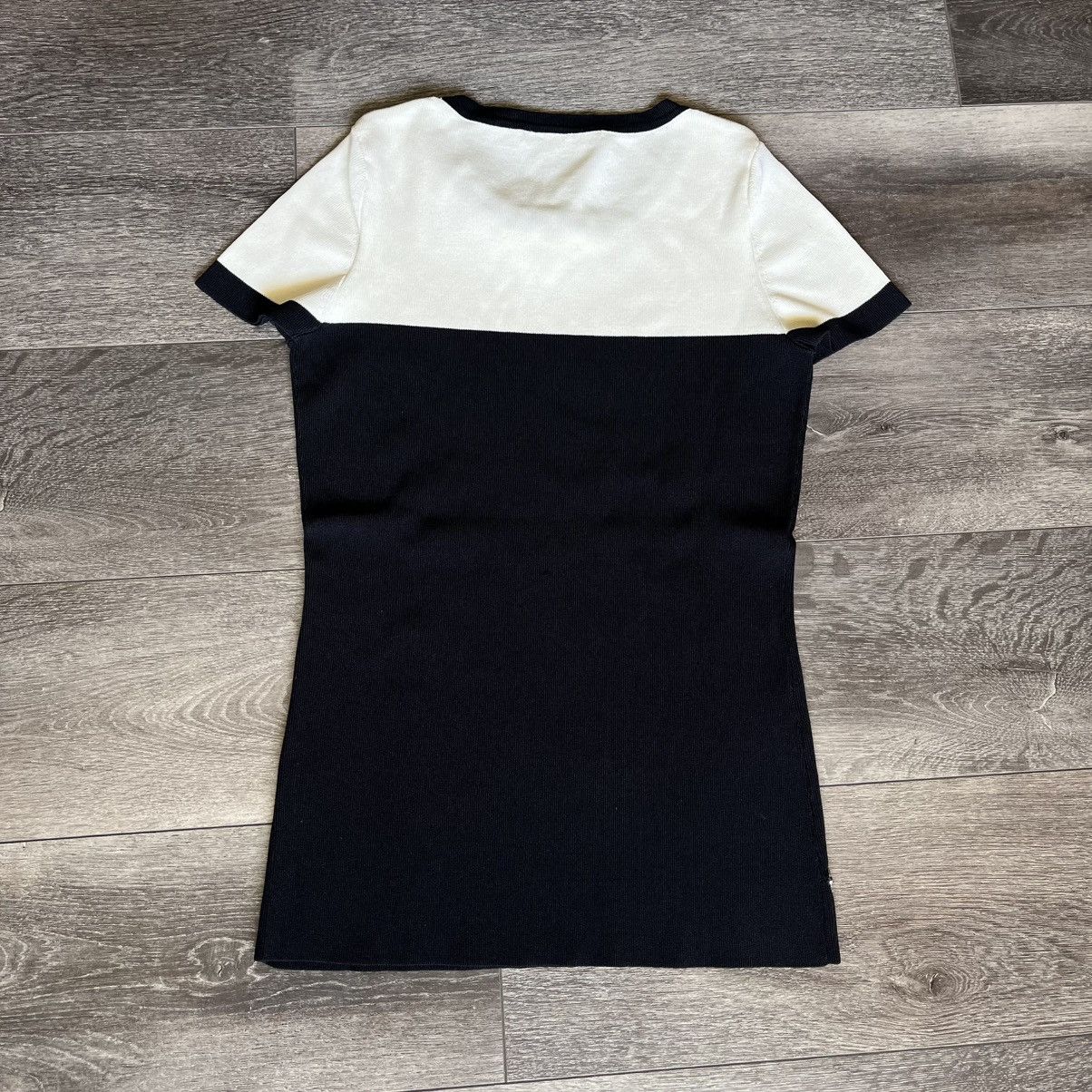 PURIFICATION GARCIA Purificacion Garcia White Black Stripe Mini Dress Neck Bow Size S / US 4 / IT 40 - 2 Thumbnail