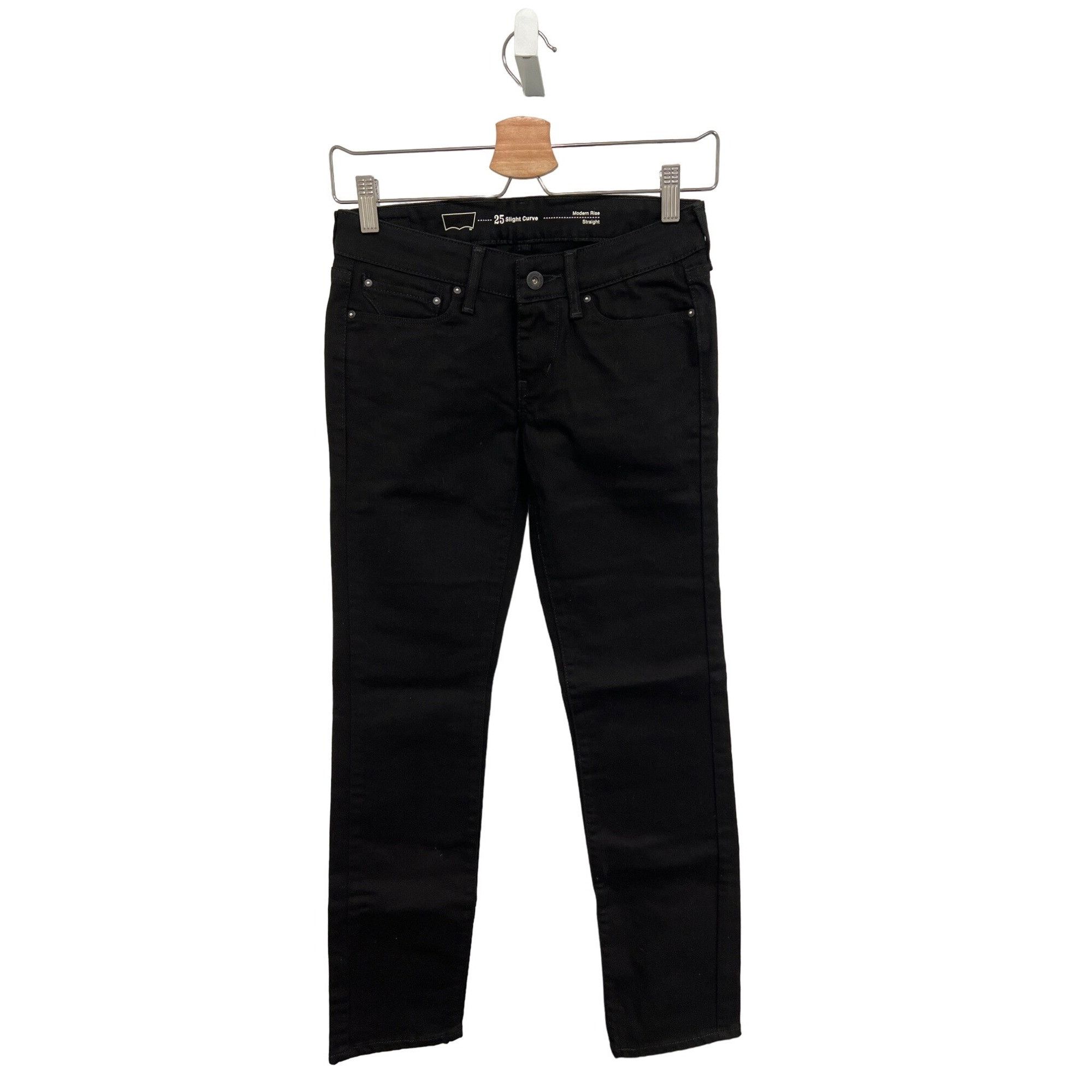 Levis Black Modern Rise Stretch Straight Jeans