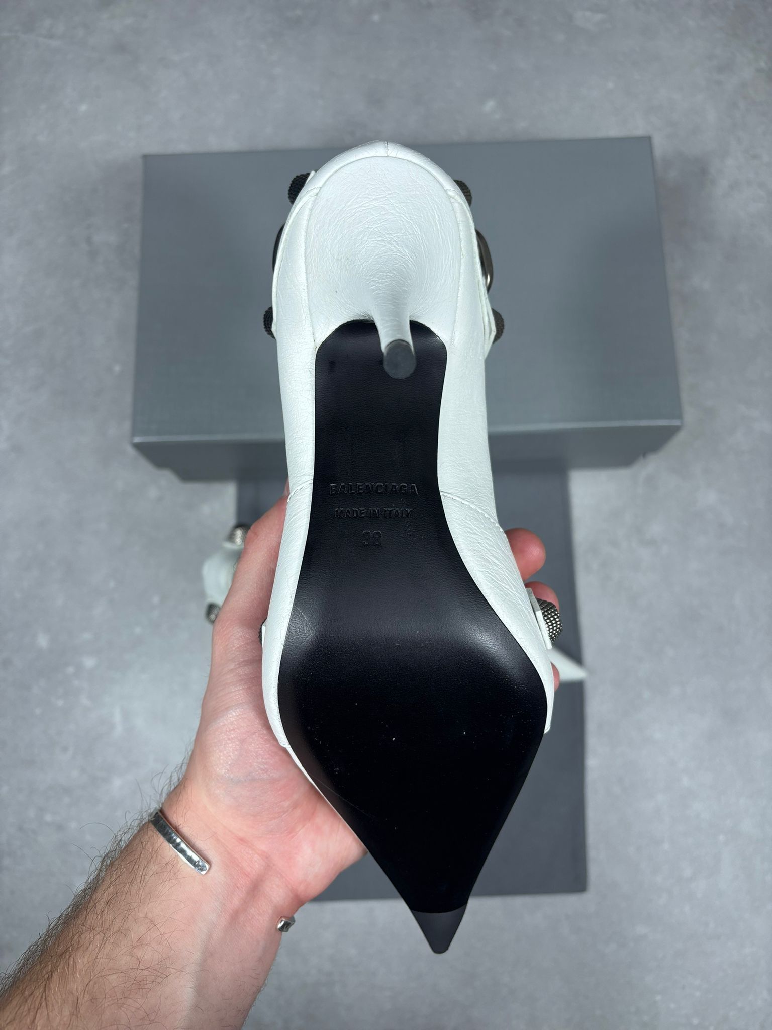 Balenciaga Balenciaga Cagole Pump H90 Arena White Aged Nickel US 8 Size US 8 / IT 38 - 11 Thumbnail