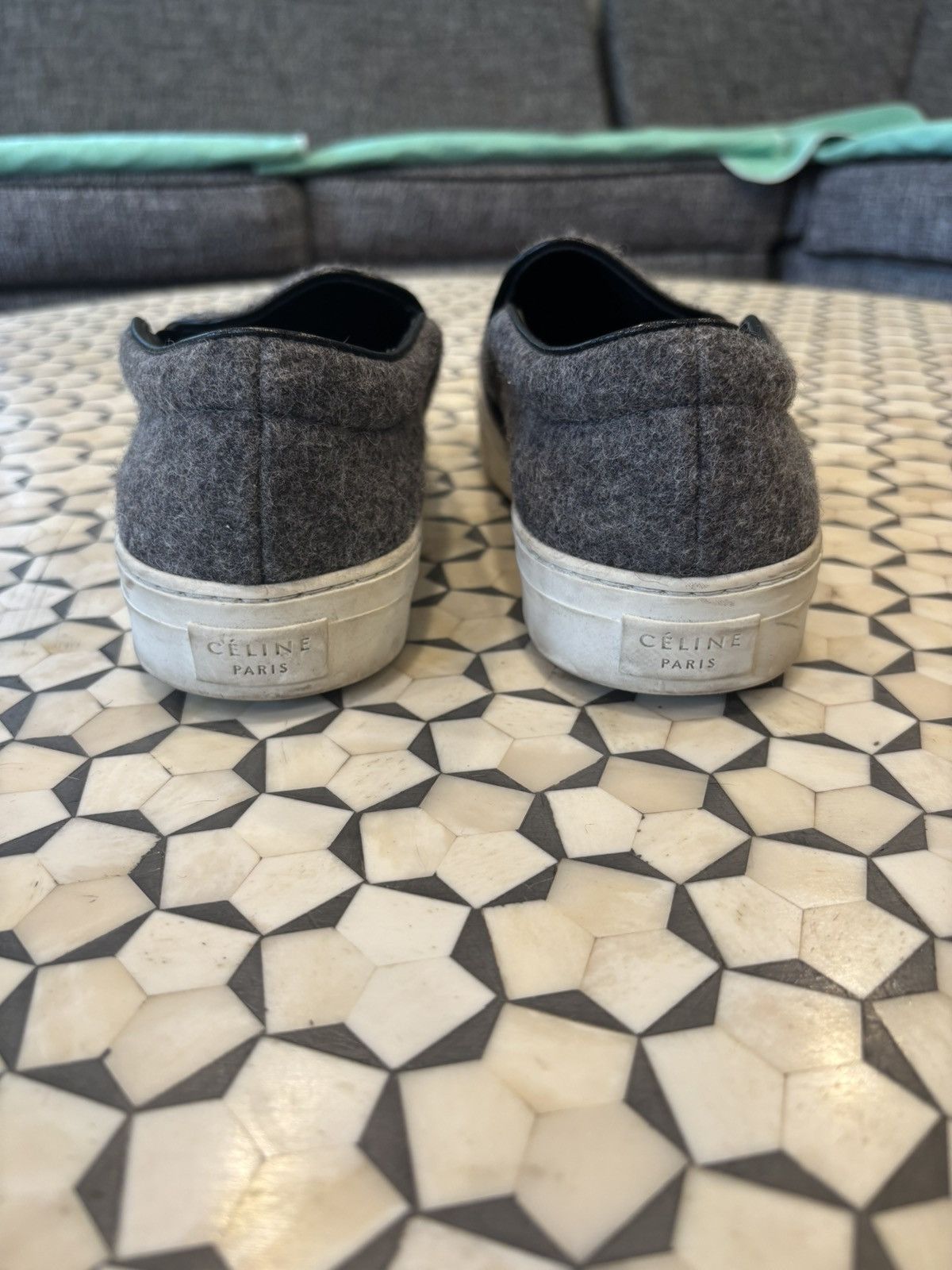 Celine CELINE Grey Wool Slip Ons **NFS** Size US 8.5 / EU 41-42 - 4 Thumbnail