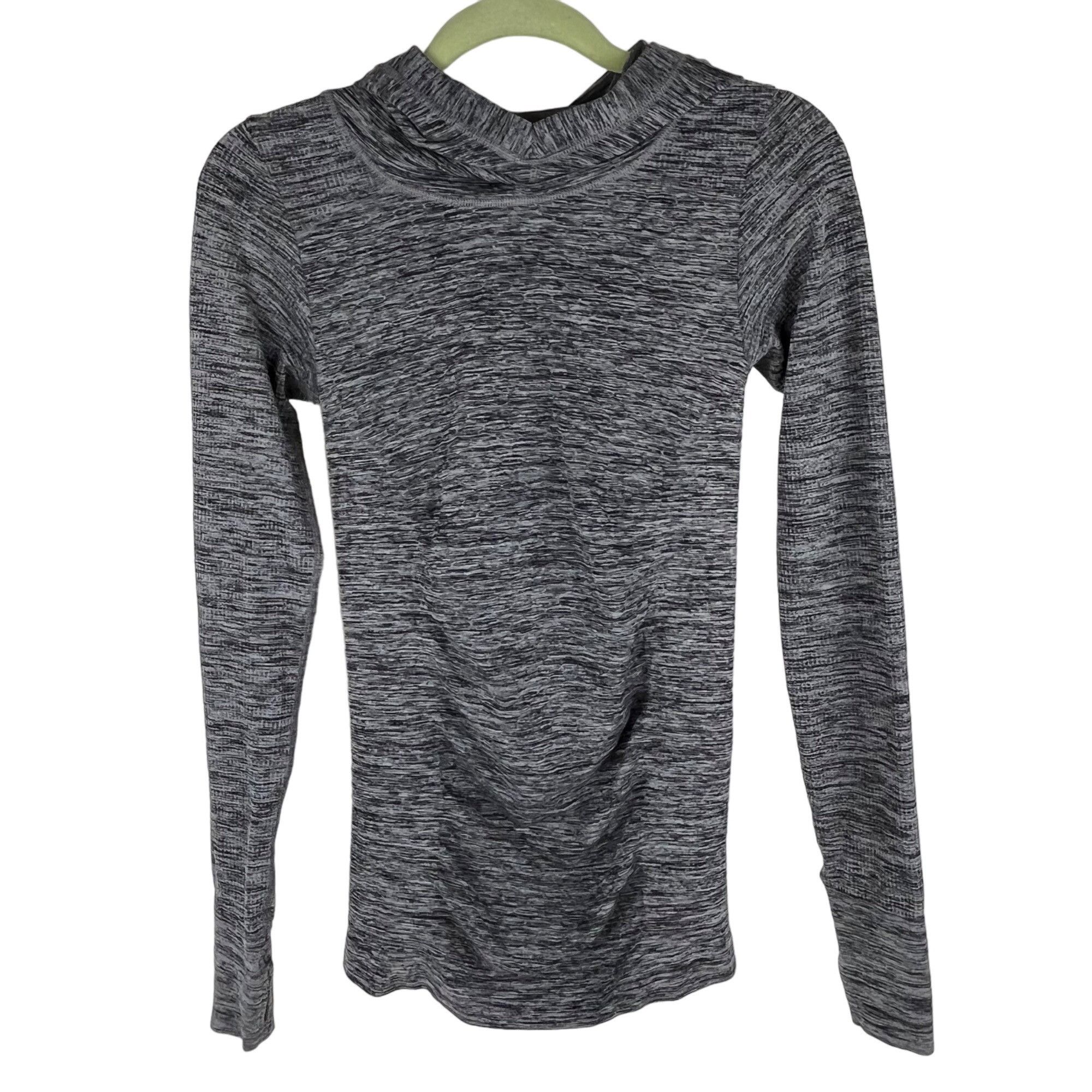 Athleta Athleta Hooded Athletic Top Gray Thumbholes Sz. S Size S / US 4 / IT 40 - 1 Thumbnail
