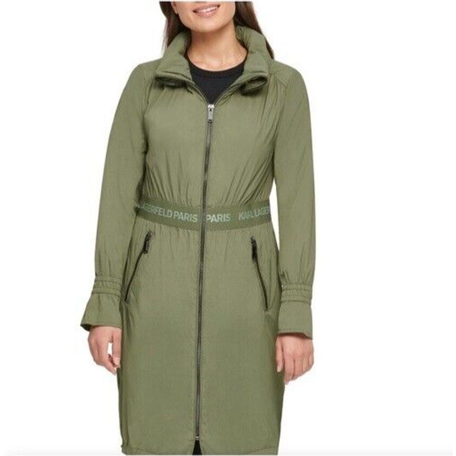 Karl Lagerfeld KARL LAGERFELD PARIS LONG HOODED WINDBREAKER GREEN JACKET XL Size XL / US 12-14 / IT 48-50 - 2 Thumbnail