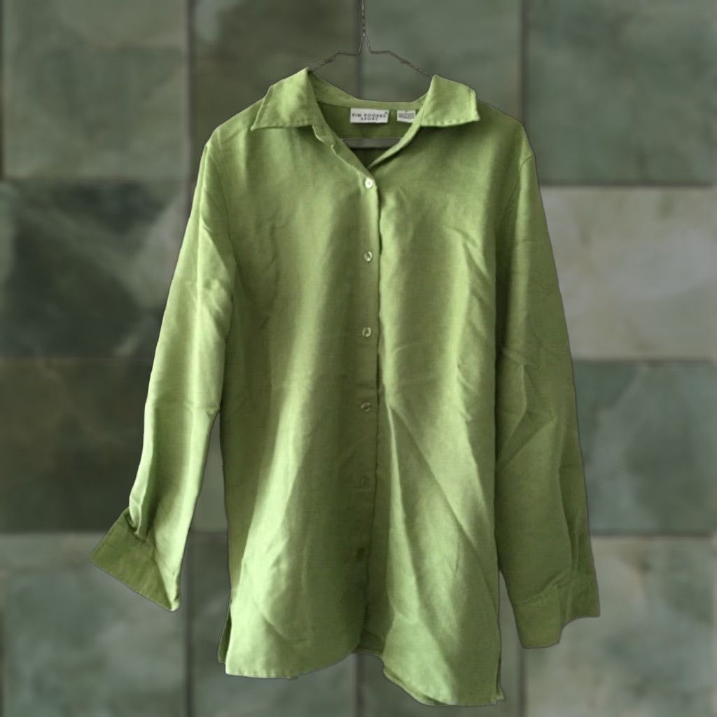 Vintage VINTAGE Kim Rogers Sport Women's M Lime Green Long Sleeve Button-Down Jacket Shirt Size M / US 6-8 / IT 42-44 - 1 Thumbnail
