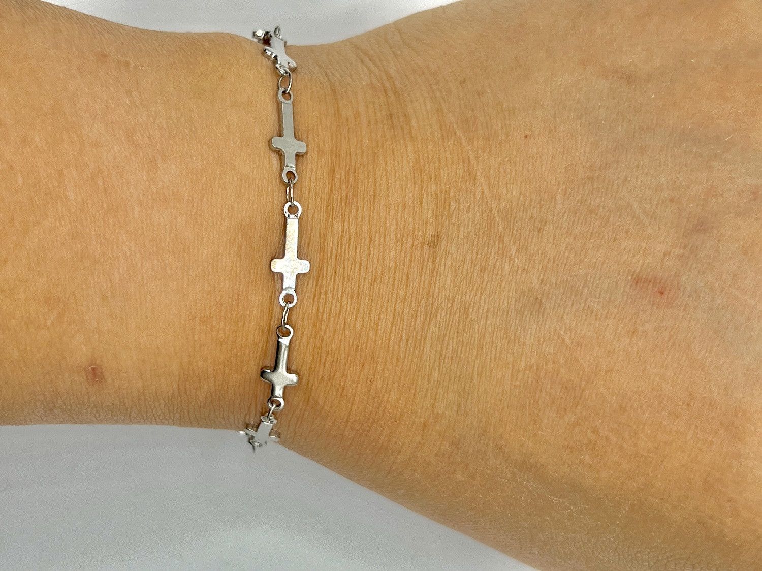 Handmade Cross Chain Stainless Steel Bracelet Size ONE SIZE - 4 Thumbnail