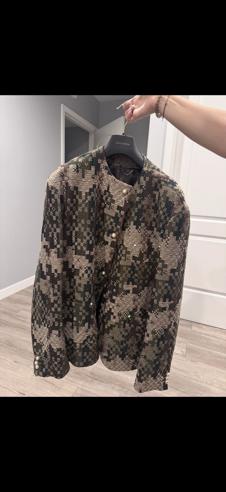 Louis Vuitton Chic Collarless Cashmere Blend Damier Tweed jacket Size US XXL / EU 58 / 5 - 4 Thumbnail