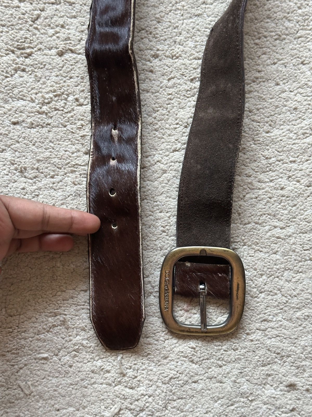 Dolce & Gabbana 2000s Dolce & Gabbana Cow Hide fur Leather Studded Belt Size 30 - 3 Thumbnail