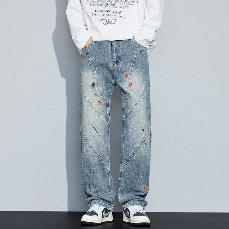Japanese Brand American retro splatter paint straight leg jeans for men Size US 32 / EU 48 - 1 Thumbnail