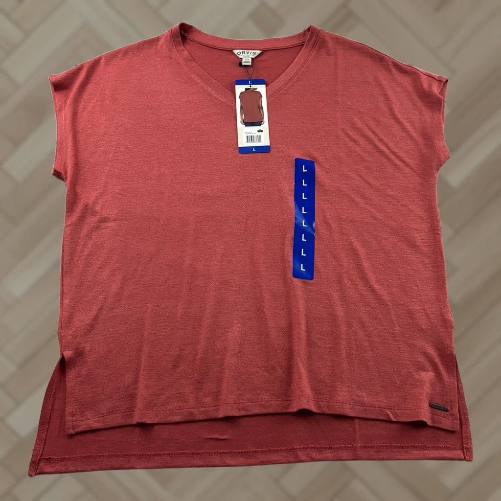 Orvis Orvis Women's Large Mineral Red V-Neck Short-Sleeve Relaxed Tee Shirt Size L / US 10 / IT 46 - 1 Thumbnail