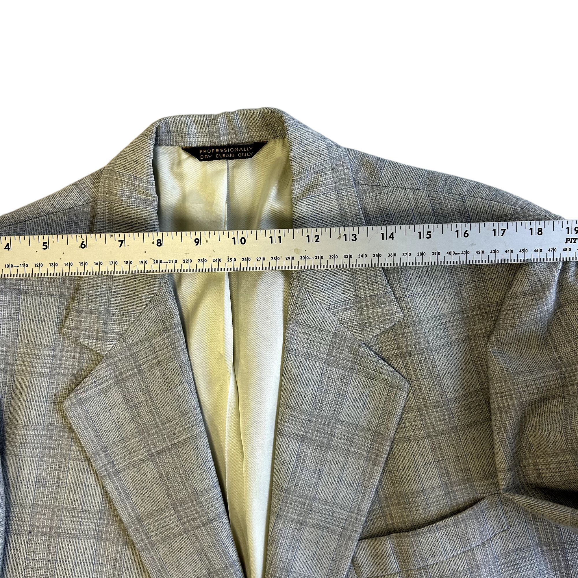 70's House of Pimlico MOD Gray Blue OVERCHECK Wool Suit 42 L