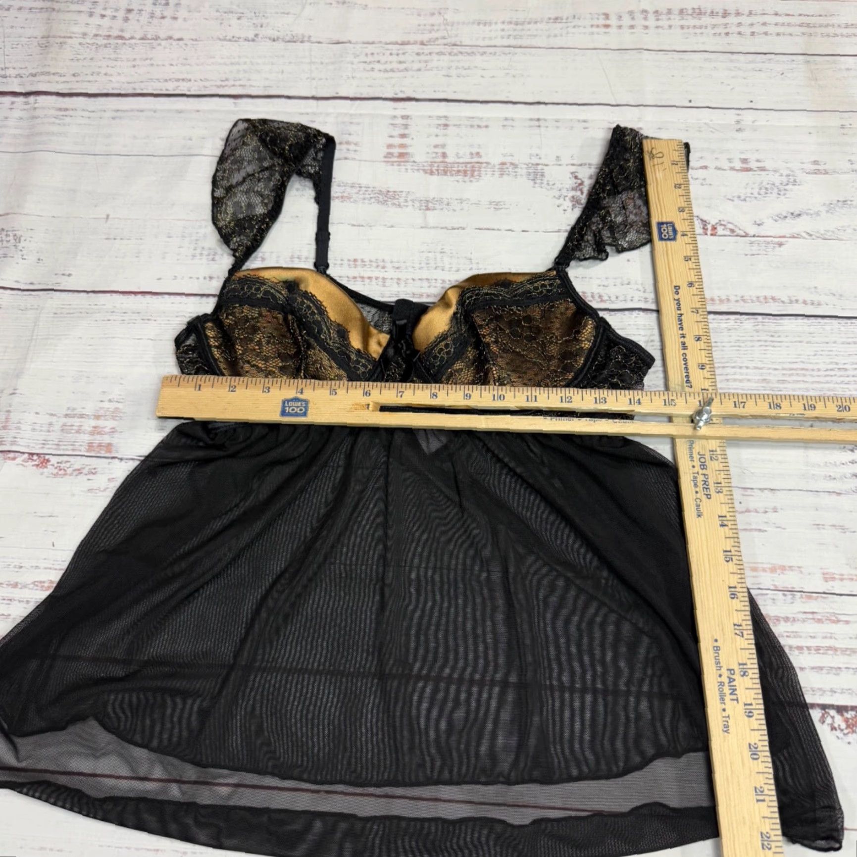 Vintage Fantasy Lingerie Womens Teddy Black L/XL Sheer Bra Top Nightie Size L/XL Teddy Womens Black Sheer Nightie Size L / US 10 / IT 46 - 2 Thumbnail