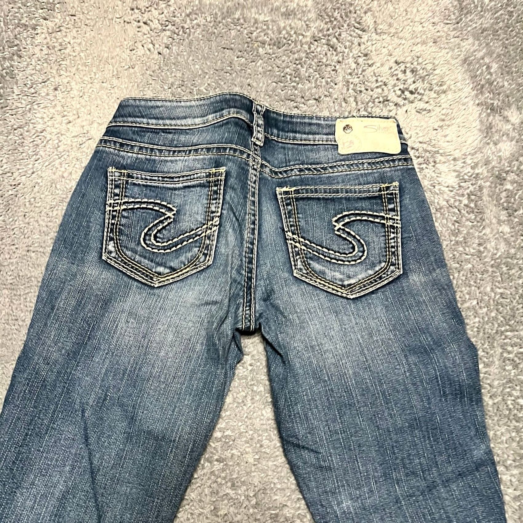 Silver Jeans Co. VINTAGE Silver Jeans Womens 27 (29x25) Aiko Capri Straight Blue Denim Pants Western Womens Size 27" / US 4 / IT 40 - 2 Thumbnail