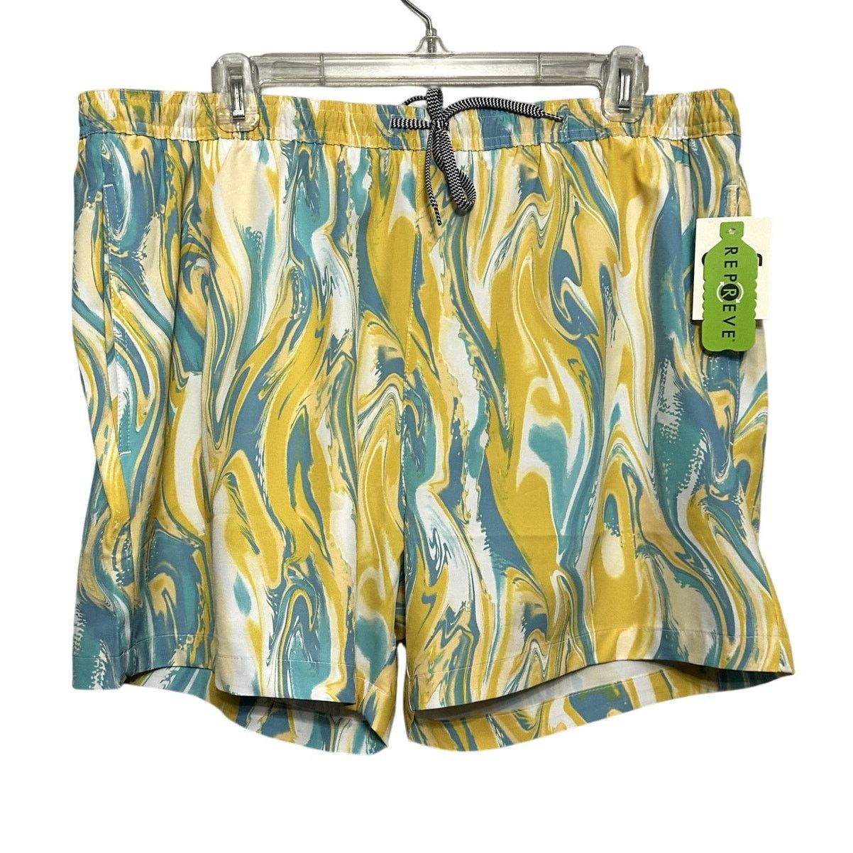 Other Open Edit Men's Yellow/Blue Swirl Volley Swim Trunks XL NWT Size US 36 / EU 52 - 2 Thumbnail