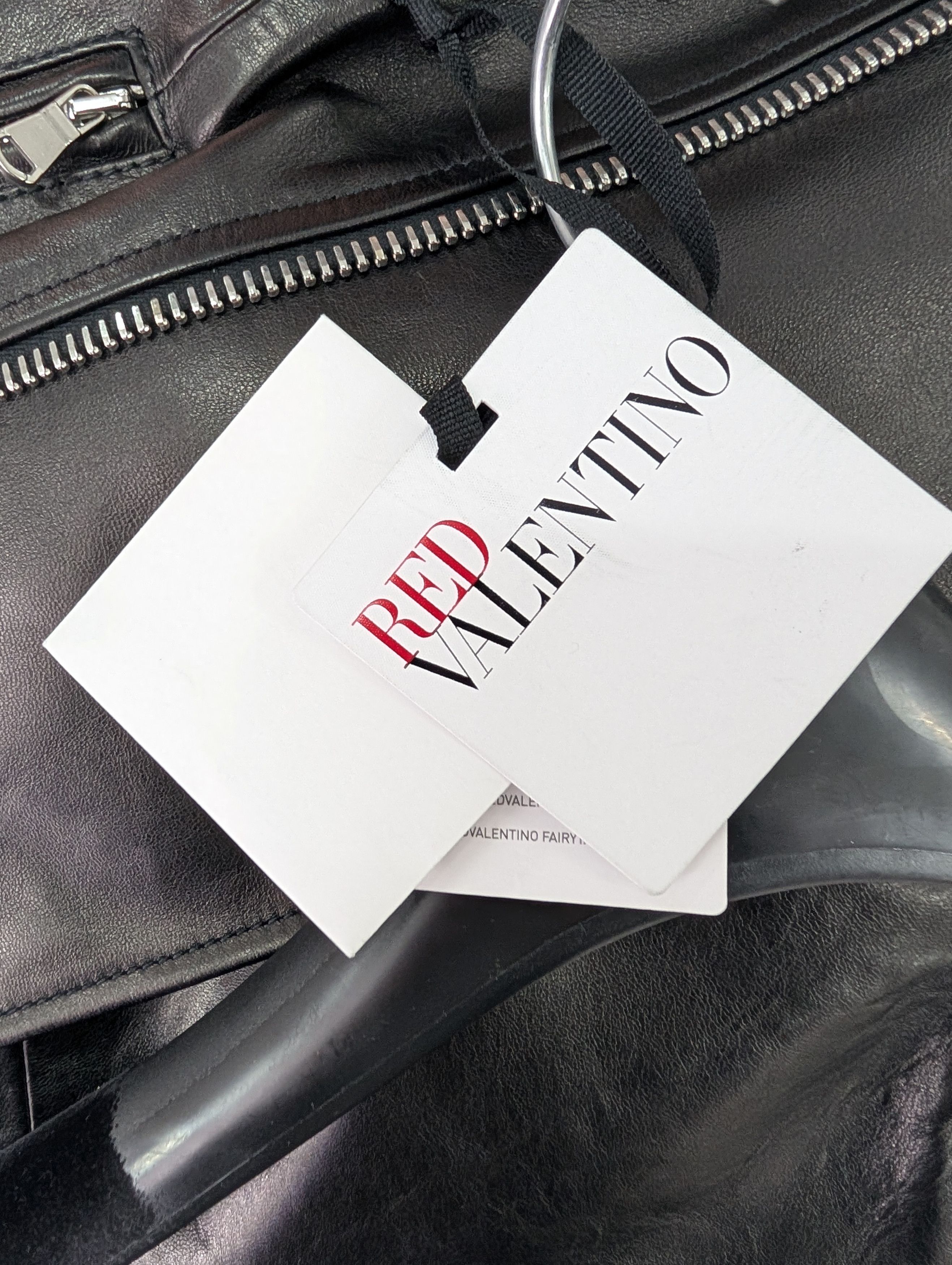 RED Valentino Red Valentino Black Leather Biker Jacket with Silver Collar Size S / US 4 / IT 40 - 13 Thumbnail