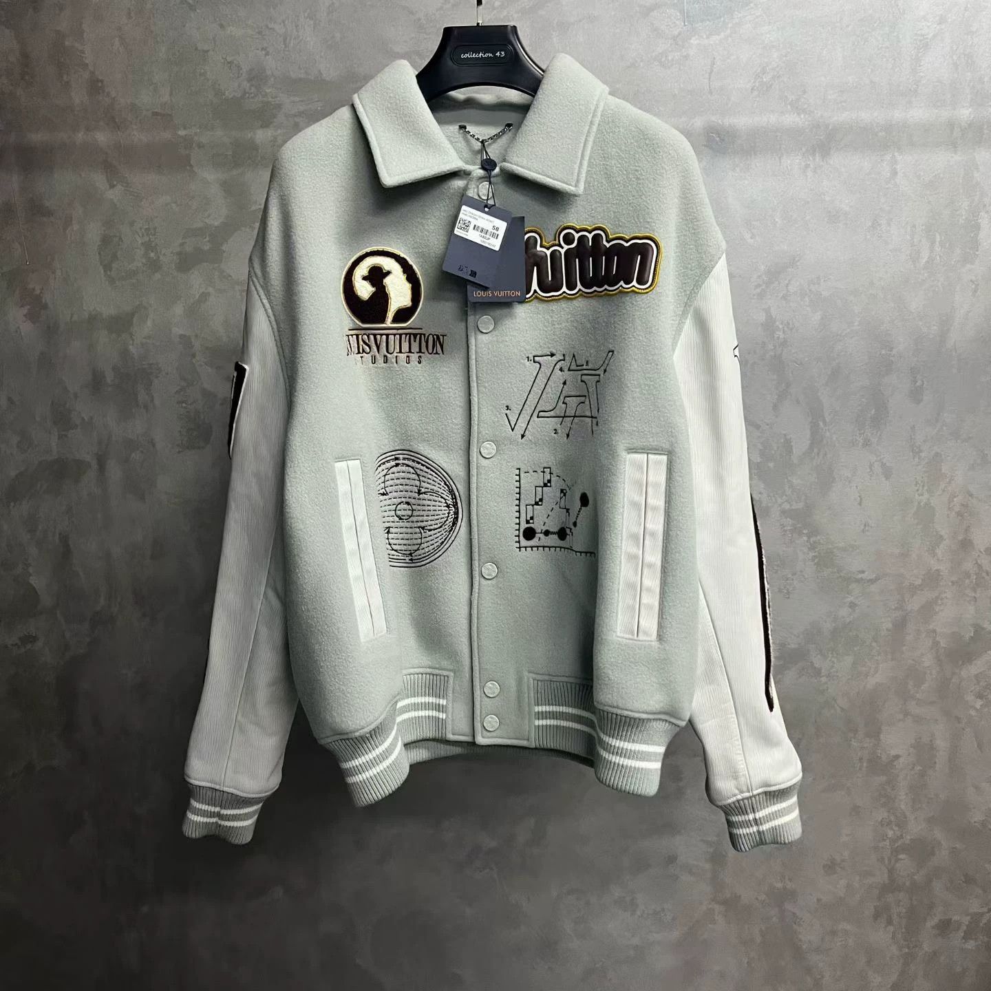 louis vuitton green devil eye baseball jacket