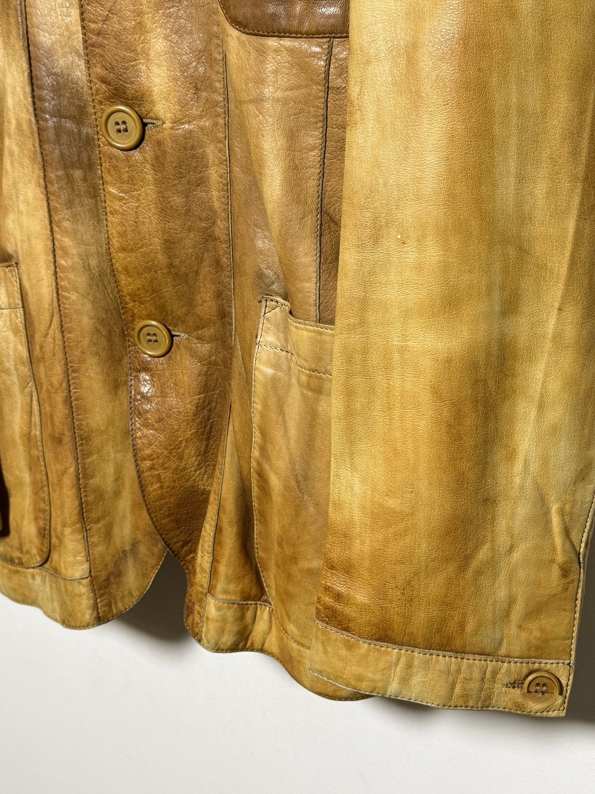 Giorgio Armani Vintage Armani leather chore jacket in distressed honey tan Size US M / EU 48-50 / 2 - 4 Thumbnail