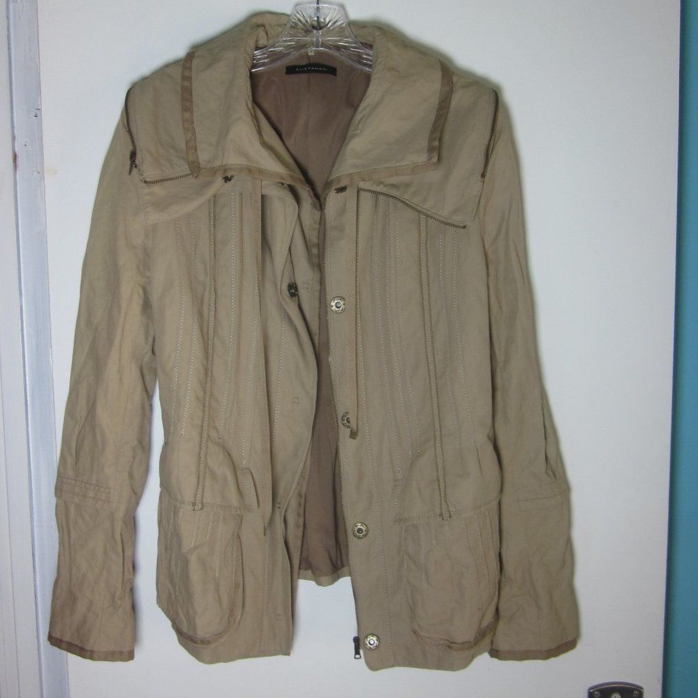 Elie Tahari Elie Tahari Womens Size M Khaki Zip Front Trench Style Stowa Size M / US 6-8 / IT 42-44 - 4 Thumbnail