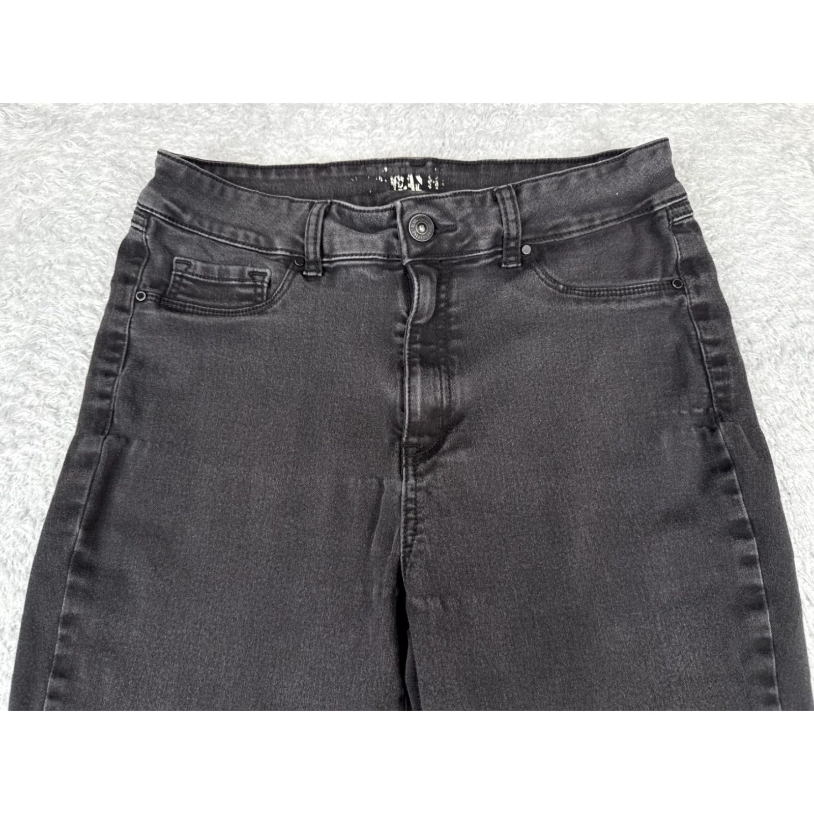 Vintage Rewash Jeans Womens Juniors 9 Black Skinny Denim Mid Rise Cotton Blend 26x27 90s Retro Size 30" / US 8 / IT 44 - 4 Thumbnail