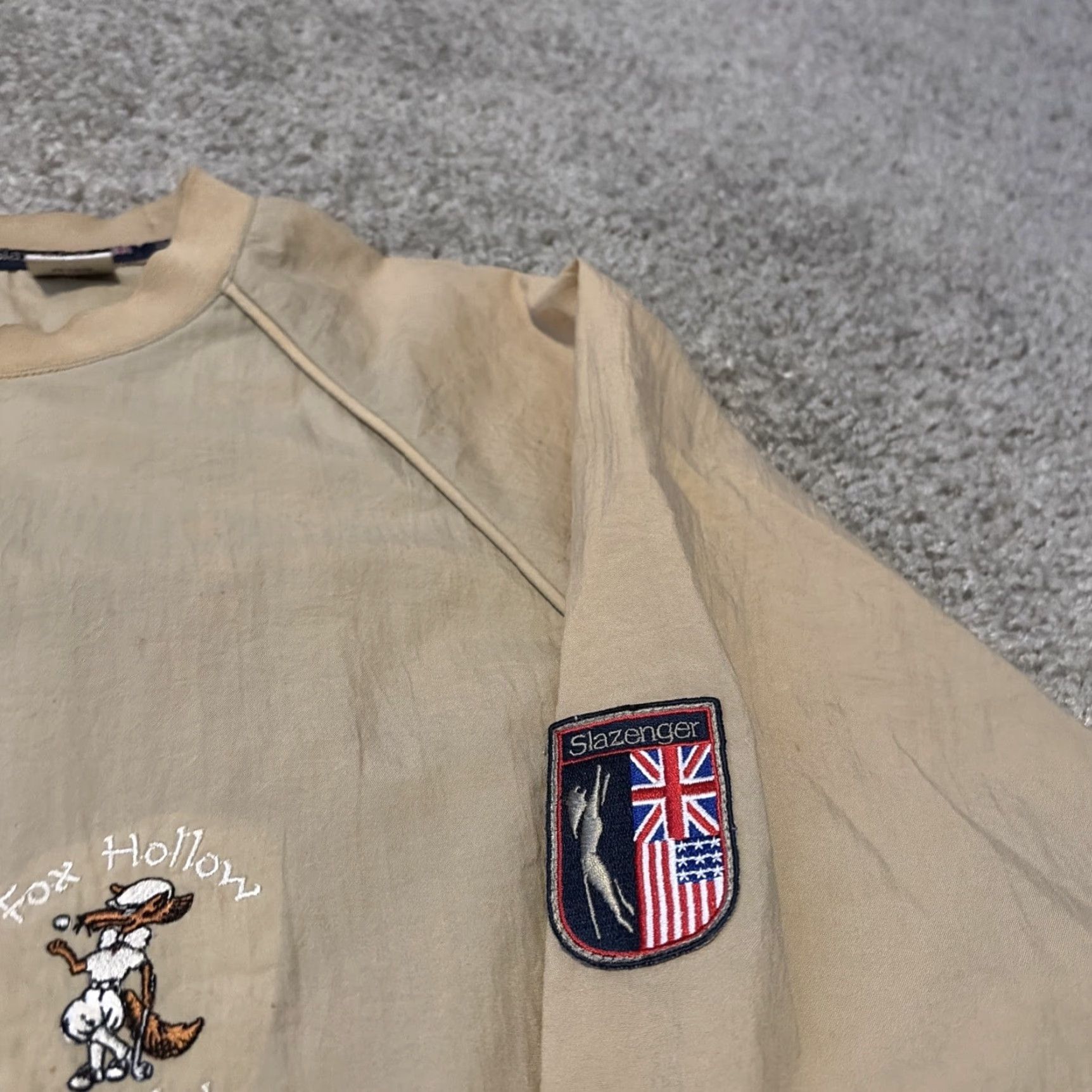 Vintage VINTAGE Slazenger Fox Hollow Club Beige Nylon Windbreaker Jacket XL Pullover Golf Men Size US XL / EU 56 / 4 - 4 Thumbnail