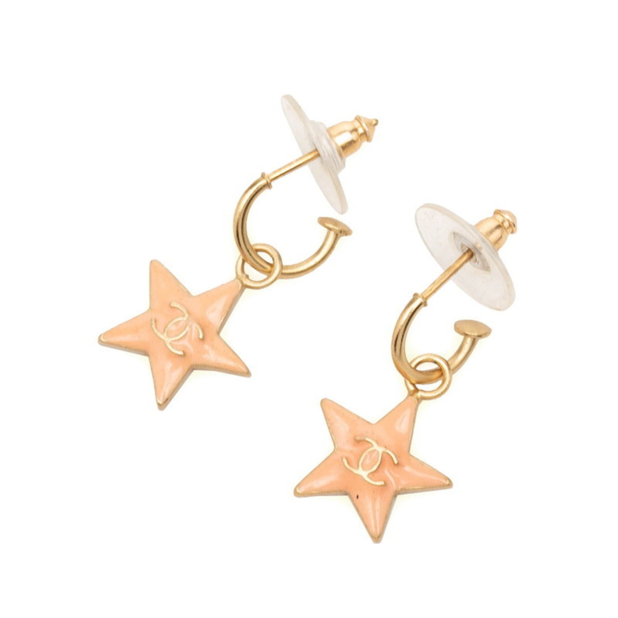 Chanel Chanel Coco Mark Star Earrings 03A Pink Beige Gold Enamel Plated Women's CHANEL Size ONE SIZE - 1 Thumbnail