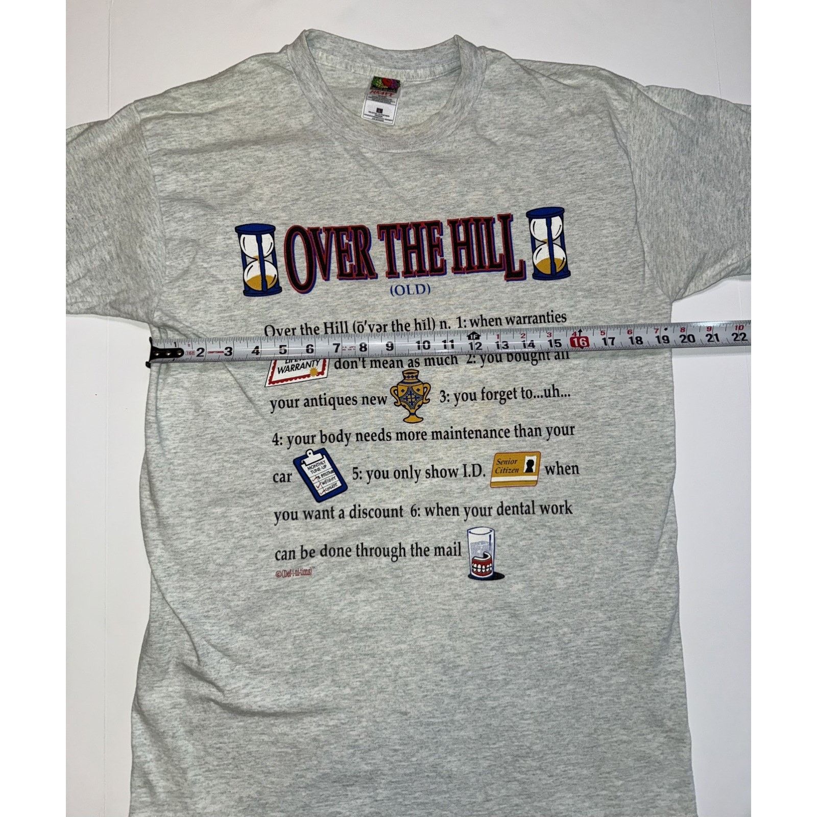 Fruit Of The Loom VTG Funny Over The Hill T Shirt Size L Fruit of the loom Size US L / EU 52-54 / 3 - 4 Thumbnail