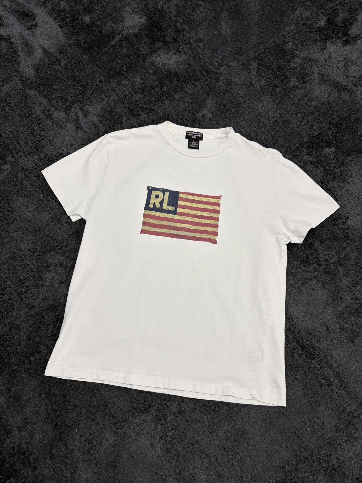 Vintage Polo Ralph Lauren Big USA Flag Logo Tee