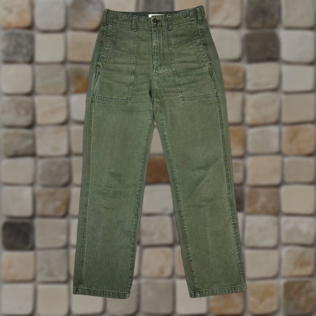 Alex Mill Alex Mill Field Pants Womens 0 Green Herringbone Cotton Mid Rise Straight Leg Size 25" / US 0 / IT 36 - 1 Thumbnail