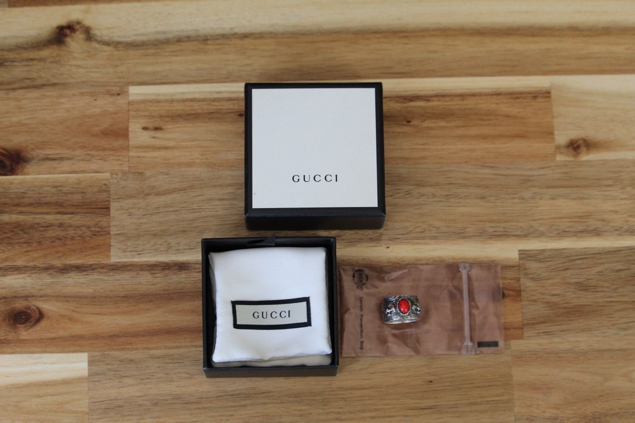 Gucci Gucci Red Stone Garden Ring Size ONE SIZE - 5 Thumbnail