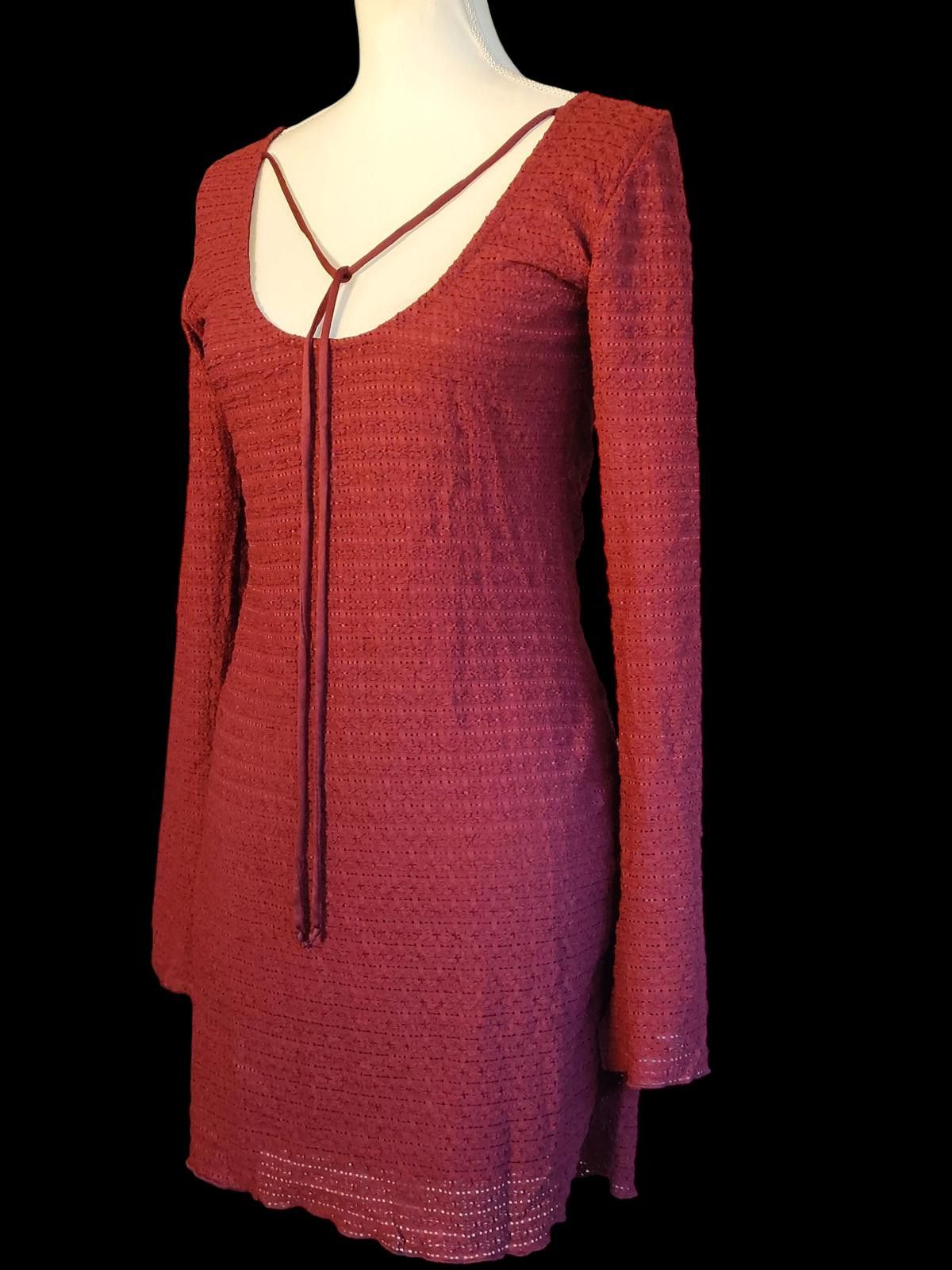 Other Wild Fable Women's Long Sleeve Burgundy Knit Dress Size S / US 4 / IT 40 - 5 Thumbnail