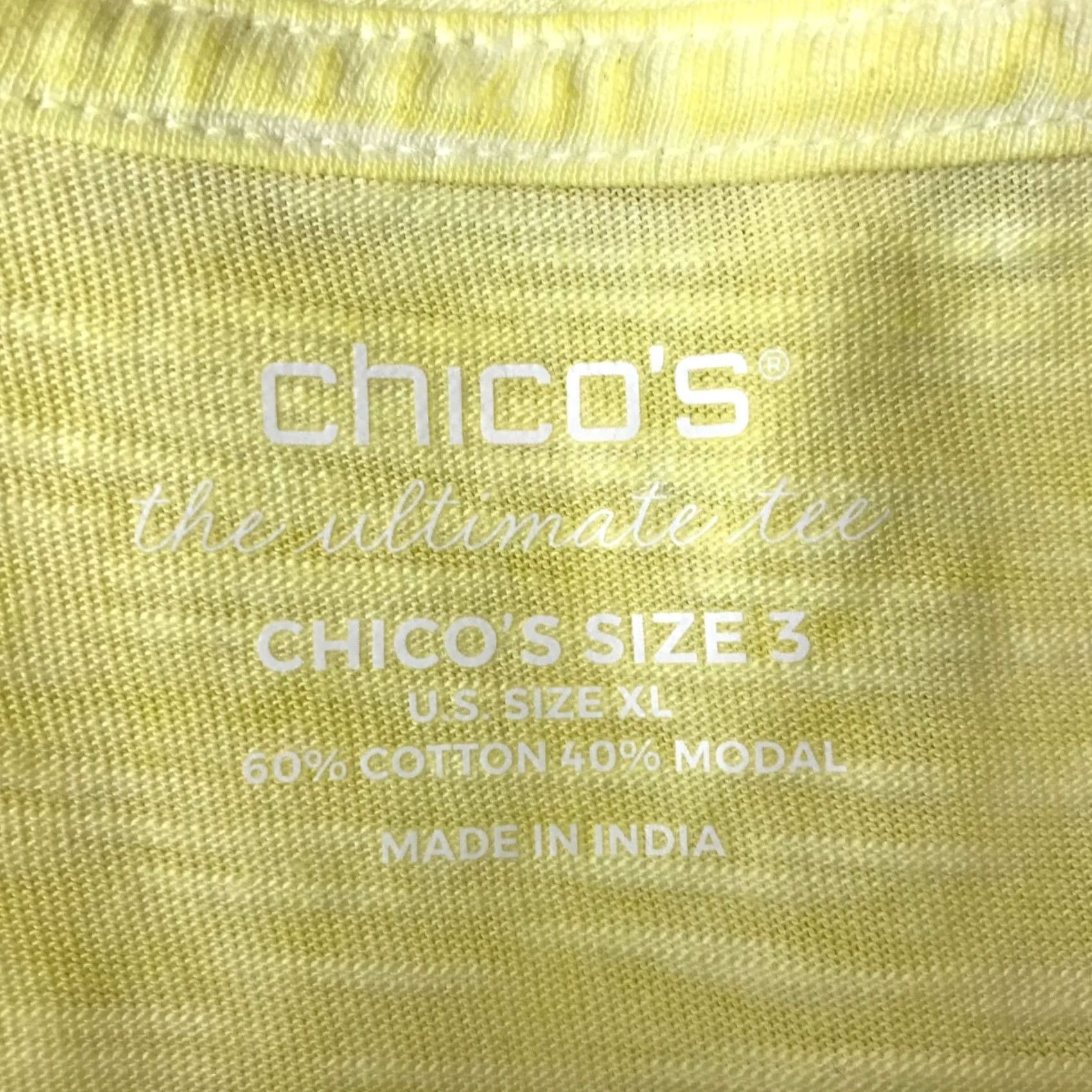 Vintage CHICO'S Women's XL Yellow V Neck Short Sleeve Cotton Blend Top Size XL / US 12-14 / IT 48-50 - 7 Thumbnail