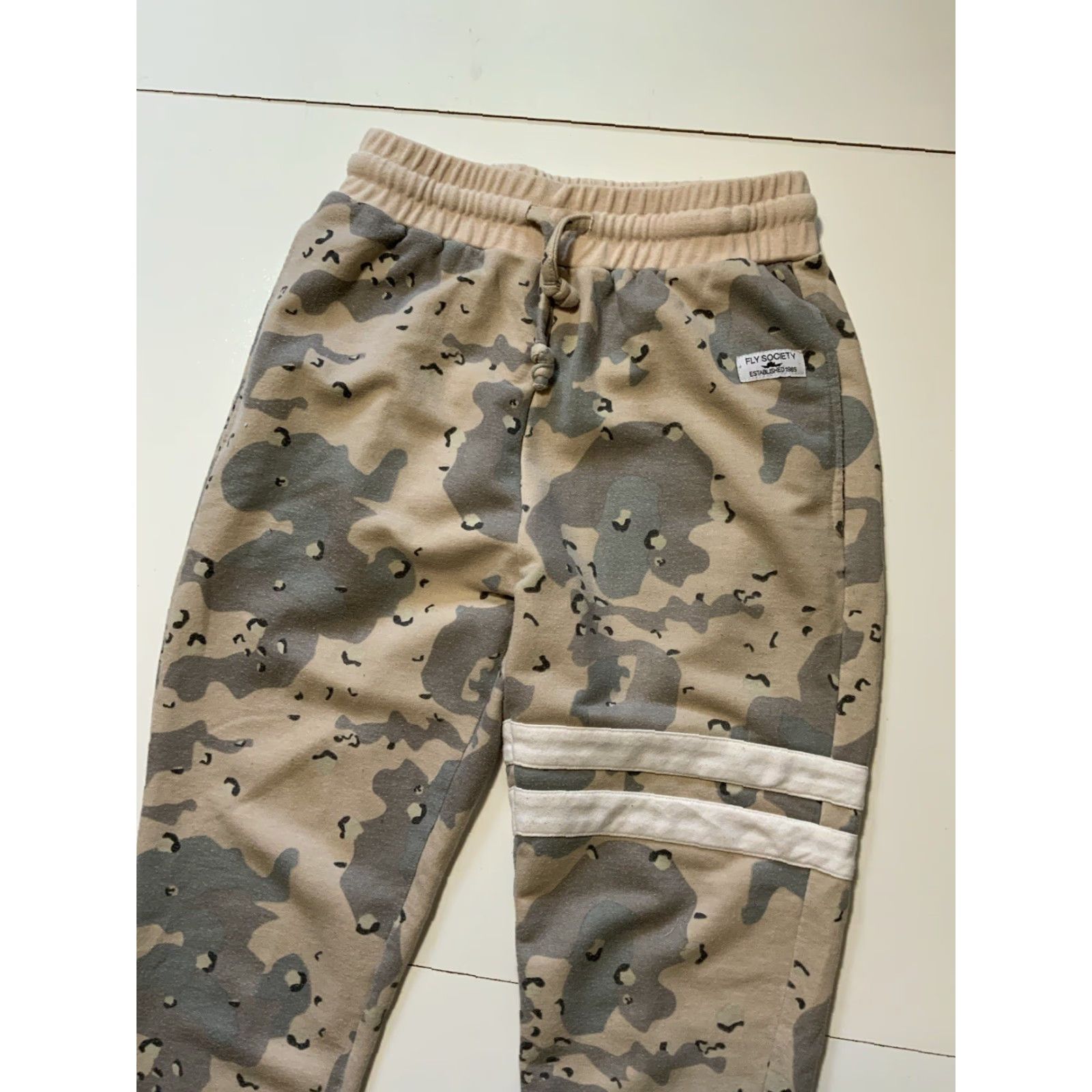 CHOCOOLATE Fly Society Chocolate Chip Camo Striped Drawstring Jogger Sweatpants Sz. M Size US 31 - 5 Thumbnail