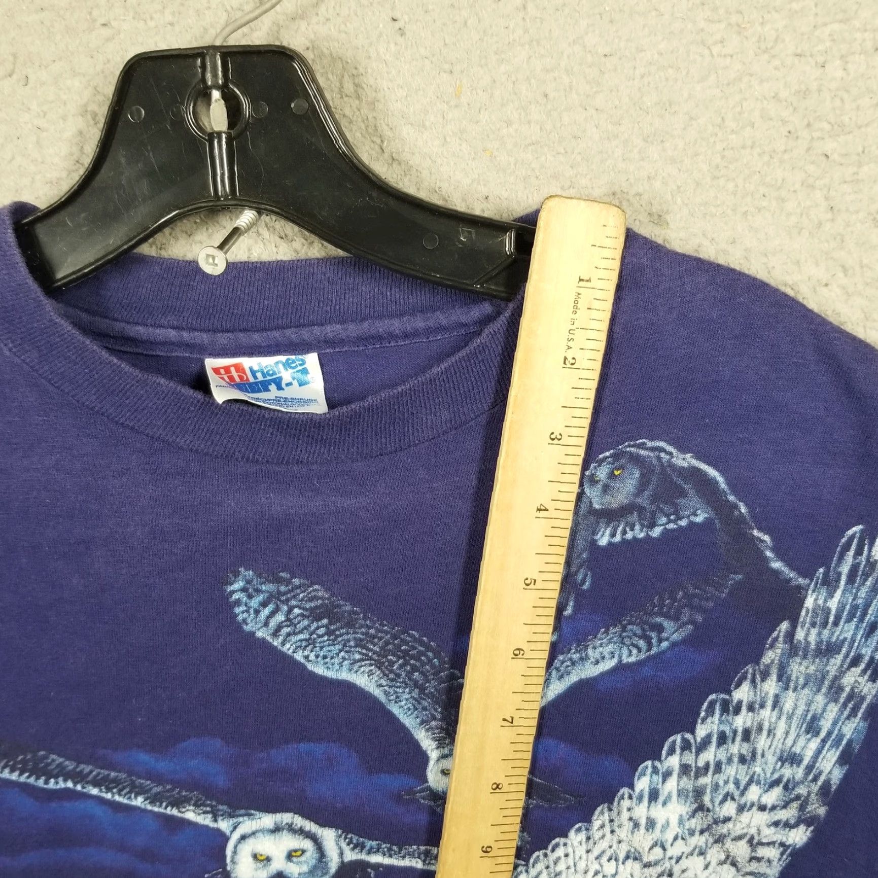 Hanes VINTAGE Hanes Beefy-T Shirt Mens Large Purple Owl Graphic 90s Crew Neck Short Sleeve Cotton USA Mens Size US L / EU 52-54 / 3 - 3 Thumbnail