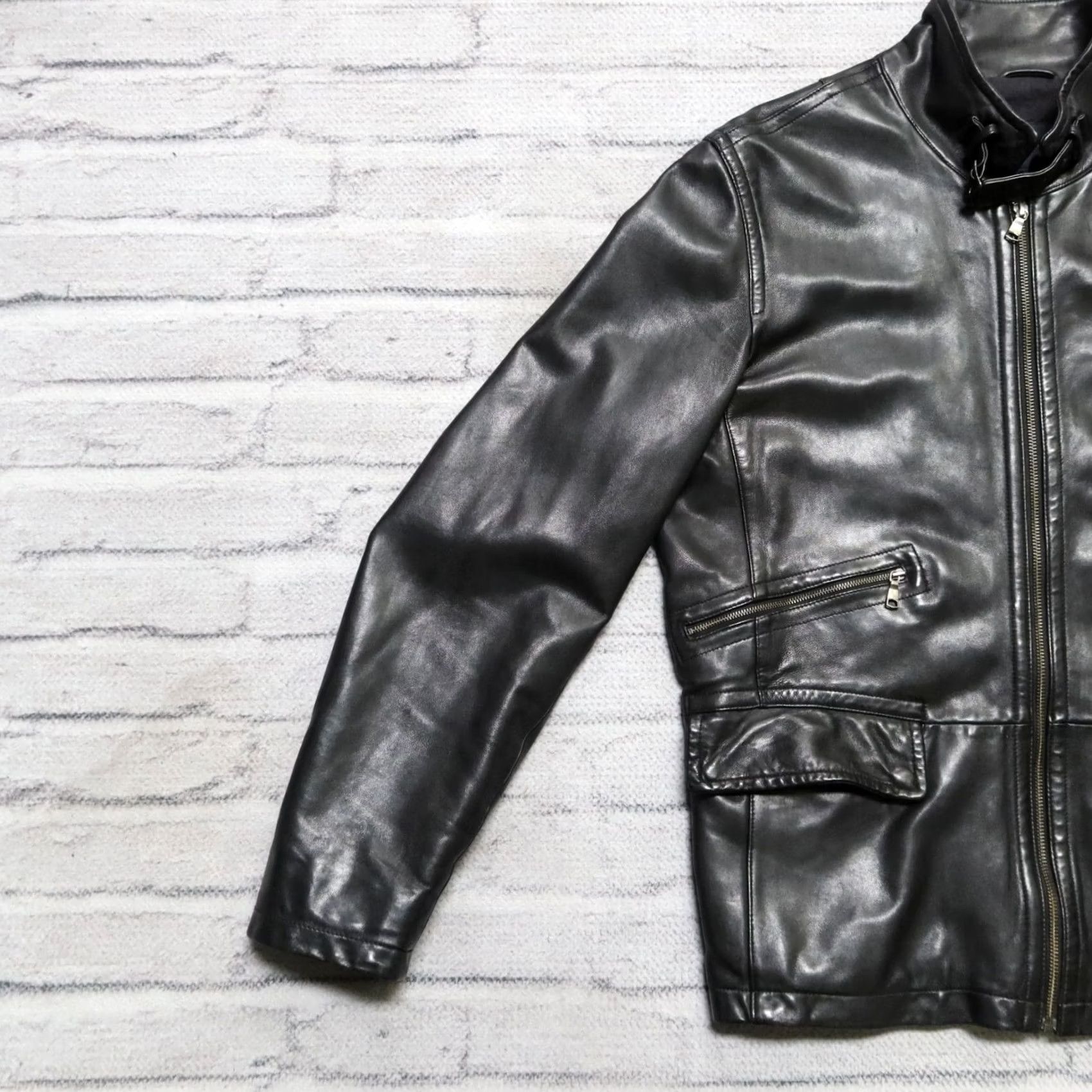 Banana Republic Banana Republic Leather Jacket Men Jacket M Black Vintage Motorcycle Cafe Racer Vtg Womens Mens Size US M / EU 48-50 / 2 - 4 Thumbnail