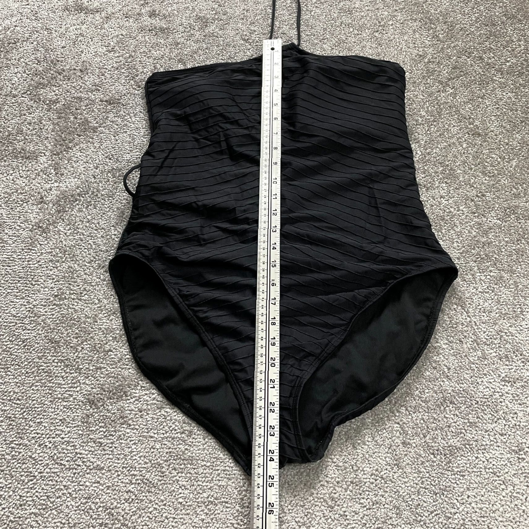 Vintage Time And Tru Swimsuit Womens XL Black Textured One Piece Halter Bathing Suit Size XL / US 12-14 / IT 48-50 - 6 Thumbnail