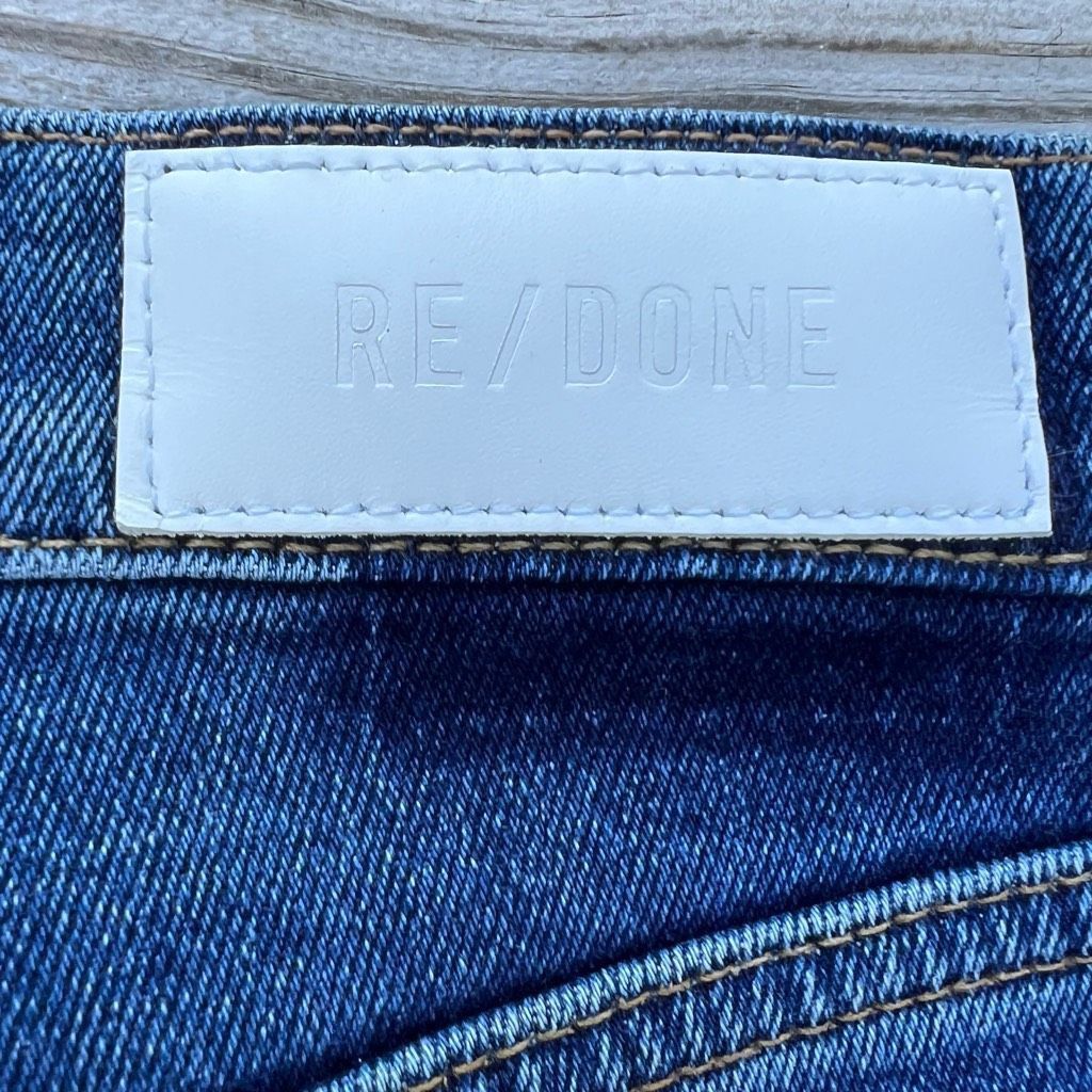 RE/DONE RE/DONE High-Rise 70S Stove Pipe Ankle Jeans Button Fly Worn True Indigo, 27 Size 27" / US 4 / IT 40 - 11 Thumbnail