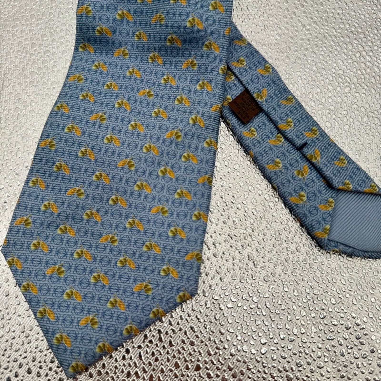 Loewe Loewe Men’s Tie 100% Silk Blue Logo Embroidered Size ONE SIZE - 2 Thumbnail