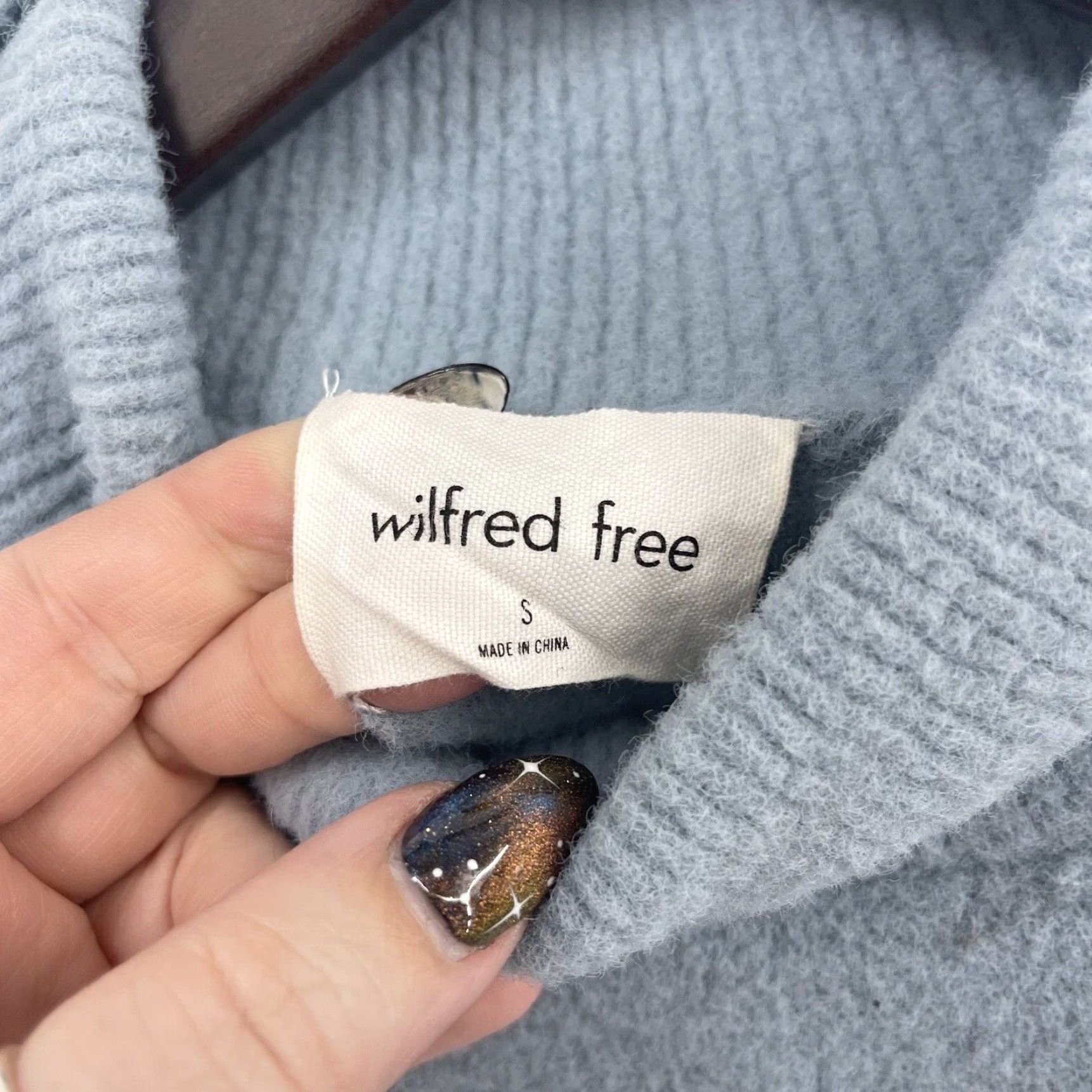 Aritzia VINTAGE Wilfred Free Turtleneck Sweater Womens Small Blue Knit Long Sleeve Casual Fall Winter 2020s Ladies Size S / US 4 / IT 40 - 7 Thumbnail