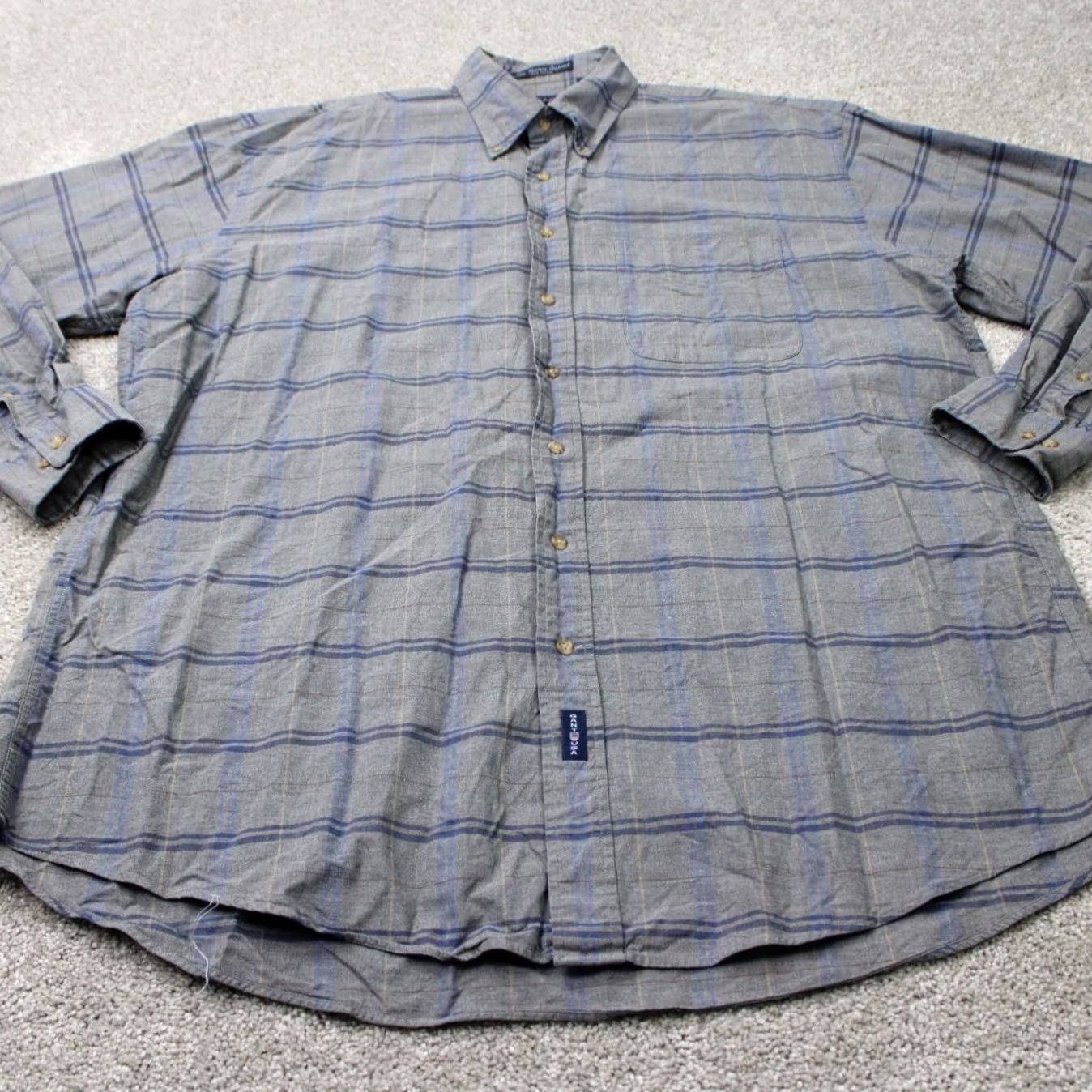 Gant GANT Shirt Mens XLT Gray/Blue New Haven Oxford 100% Cotton Long Sleeve Button Size US XL / EU 56 / 4 - 3 Thumbnail