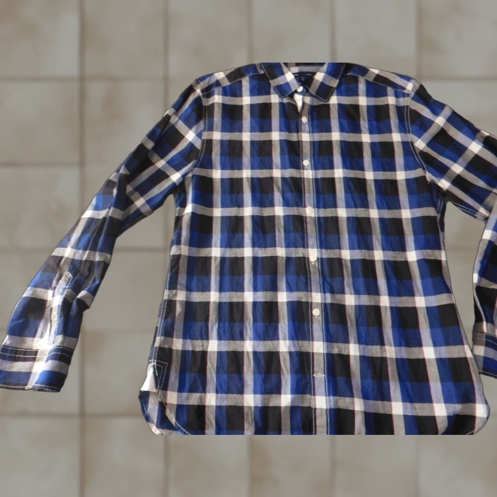 Gap Gap Mens Shirt Medium Blue Button-Up Classic Plaid Knit Cotton Regular Slimming Size US M / EU 48-50 / 2 - 1 Thumbnail