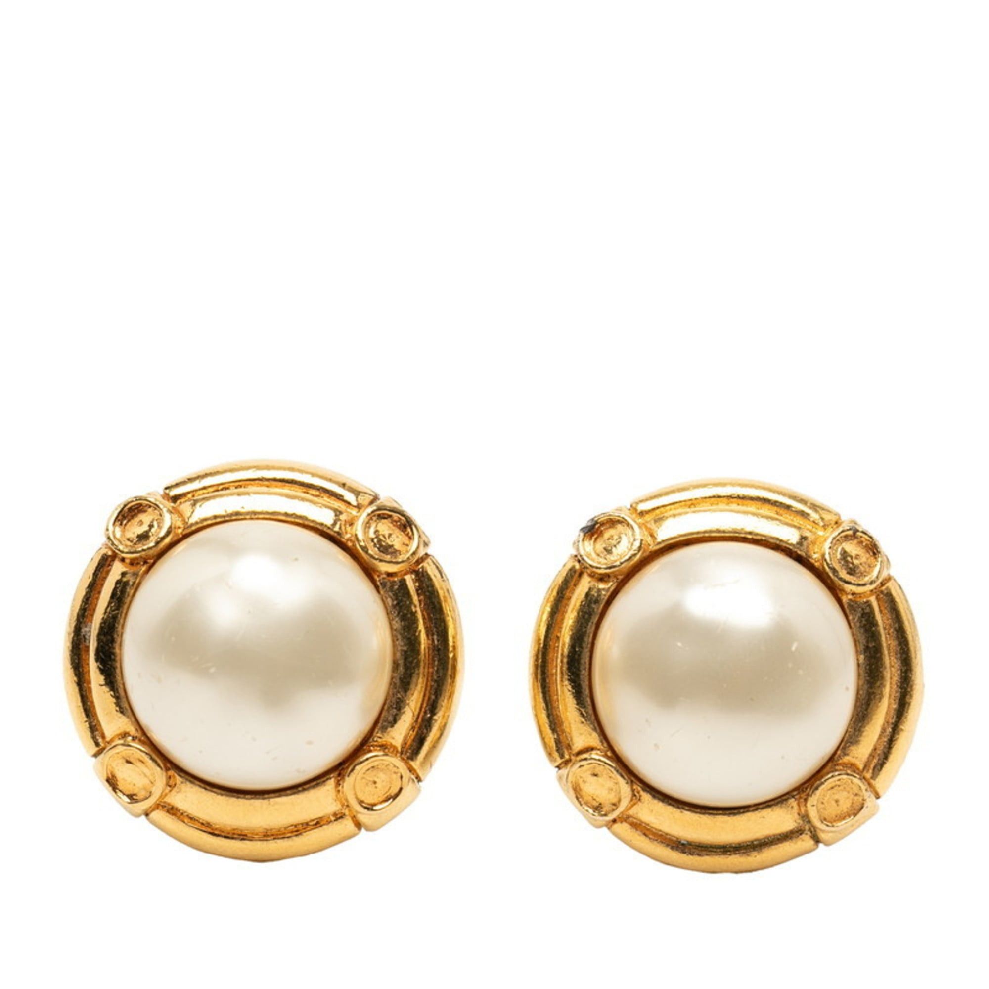 Chanel Chanel earrings, gold plated, with faux pearls, for women. Size ONE SIZE - 1 Thumbnail