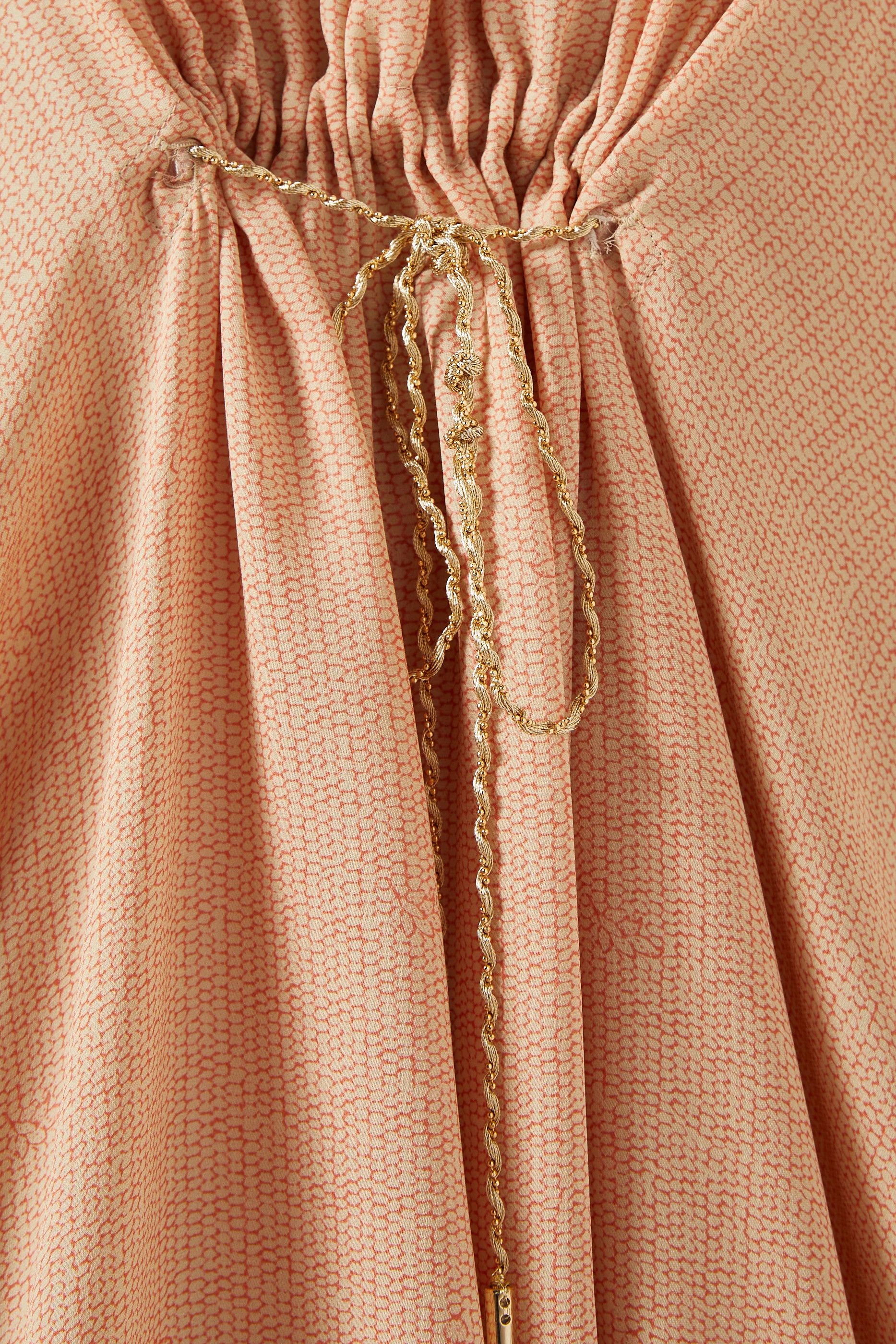 Loro Piana o1srvl11e0824 Savannah Floral Midi Dress in Peach Size M / US 6-8 / IT 42-44 - 5 Thumbnail