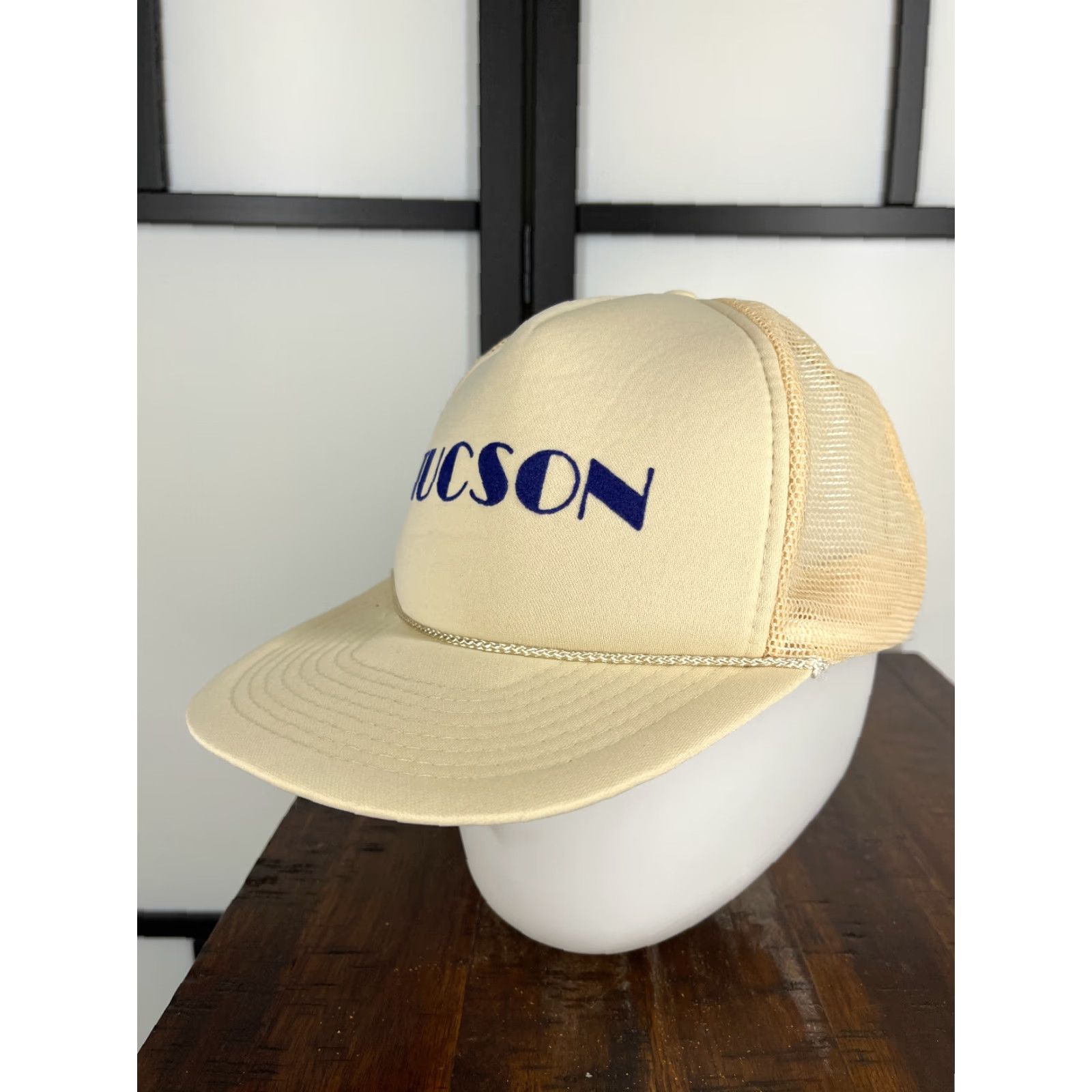 Vintage VINTAGE Tucson Hat Cap Snap Back Adult One Size Ivory Trucker Polyester Rope 90's Look Size ONE SIZE - 4 Thumbnail