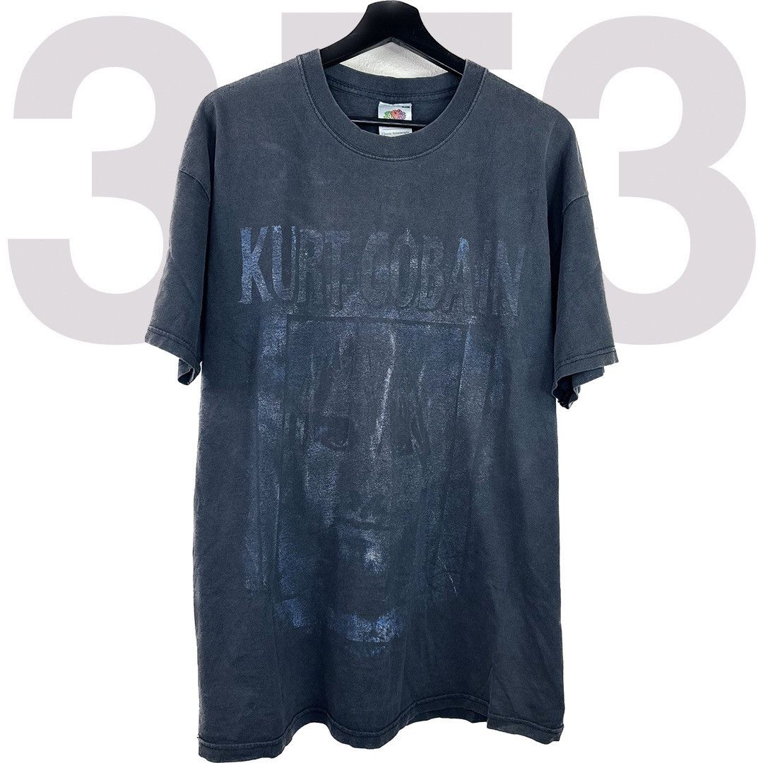 image of Vintage Kurt Cobain Nirvana Shirt Size XL Blk Thrashed in Black, Men's