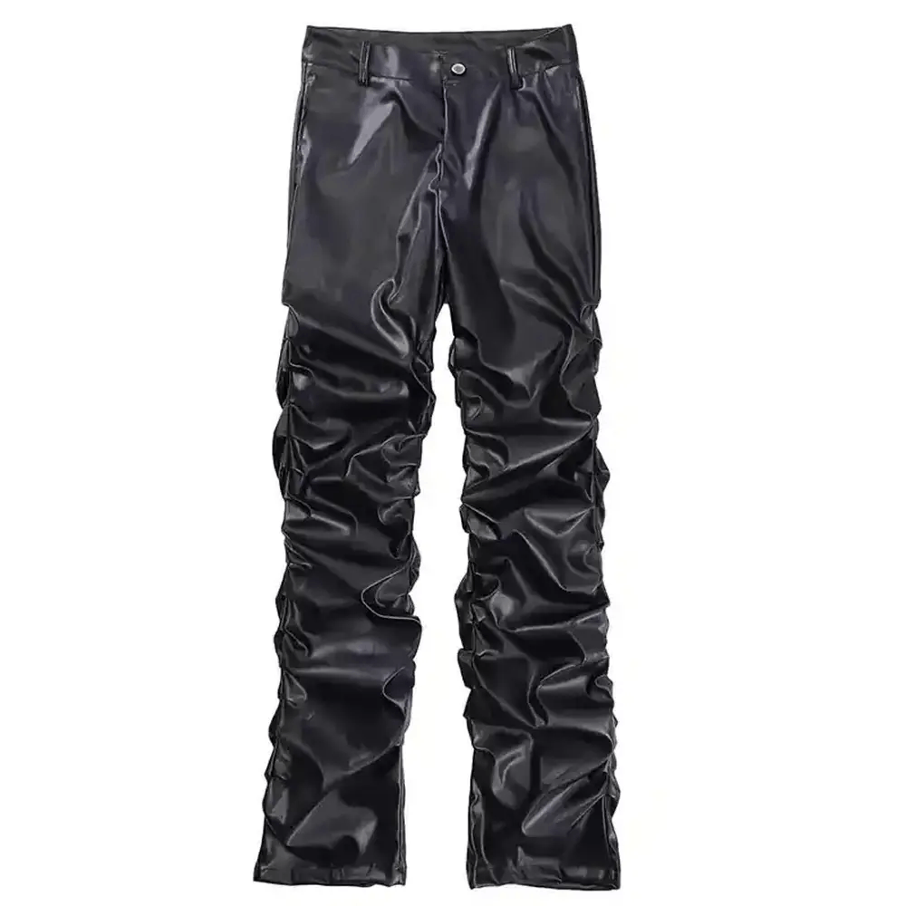 Vintage Punk Warped Waxed Leather Baggy Pants Size US 34 / EU 50 - 4 Thumbnail